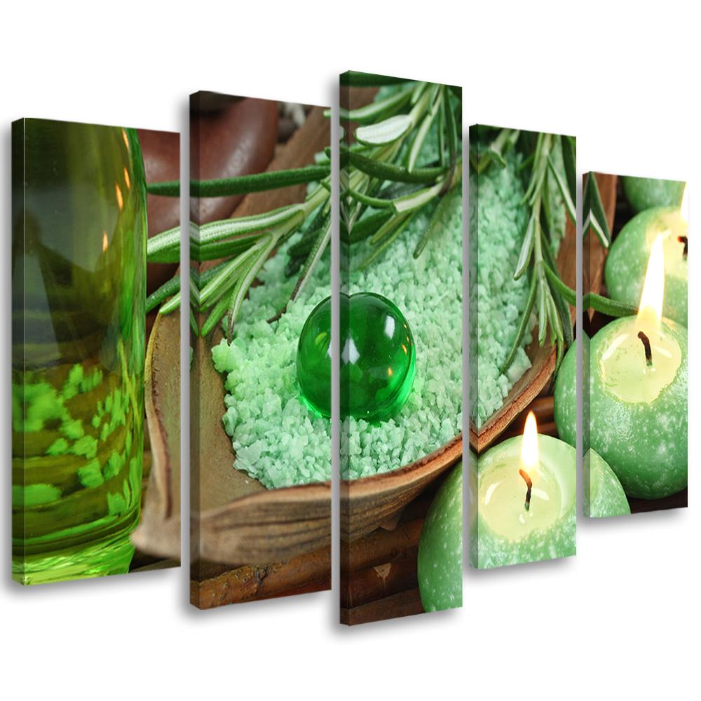 5 stykke lærredsprint Grøn Zen Spa Candle