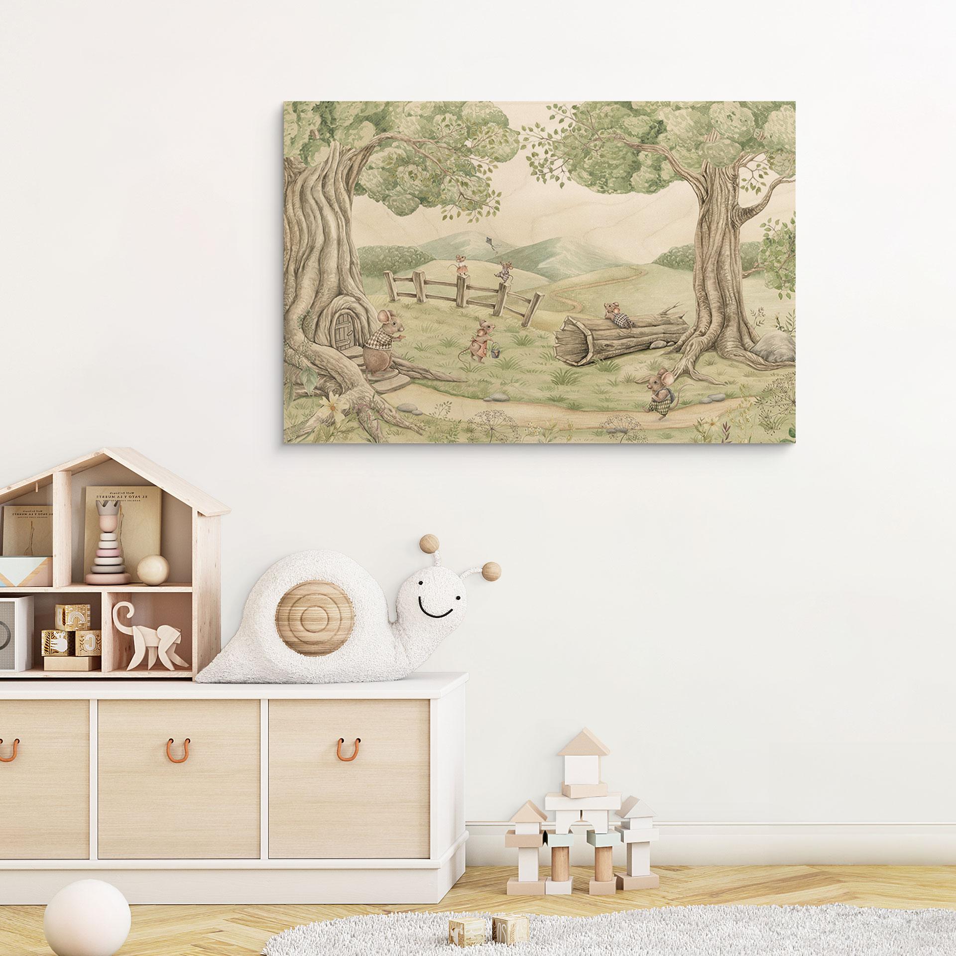 Holzbild Familie Maus im Wald - Kikki Belle