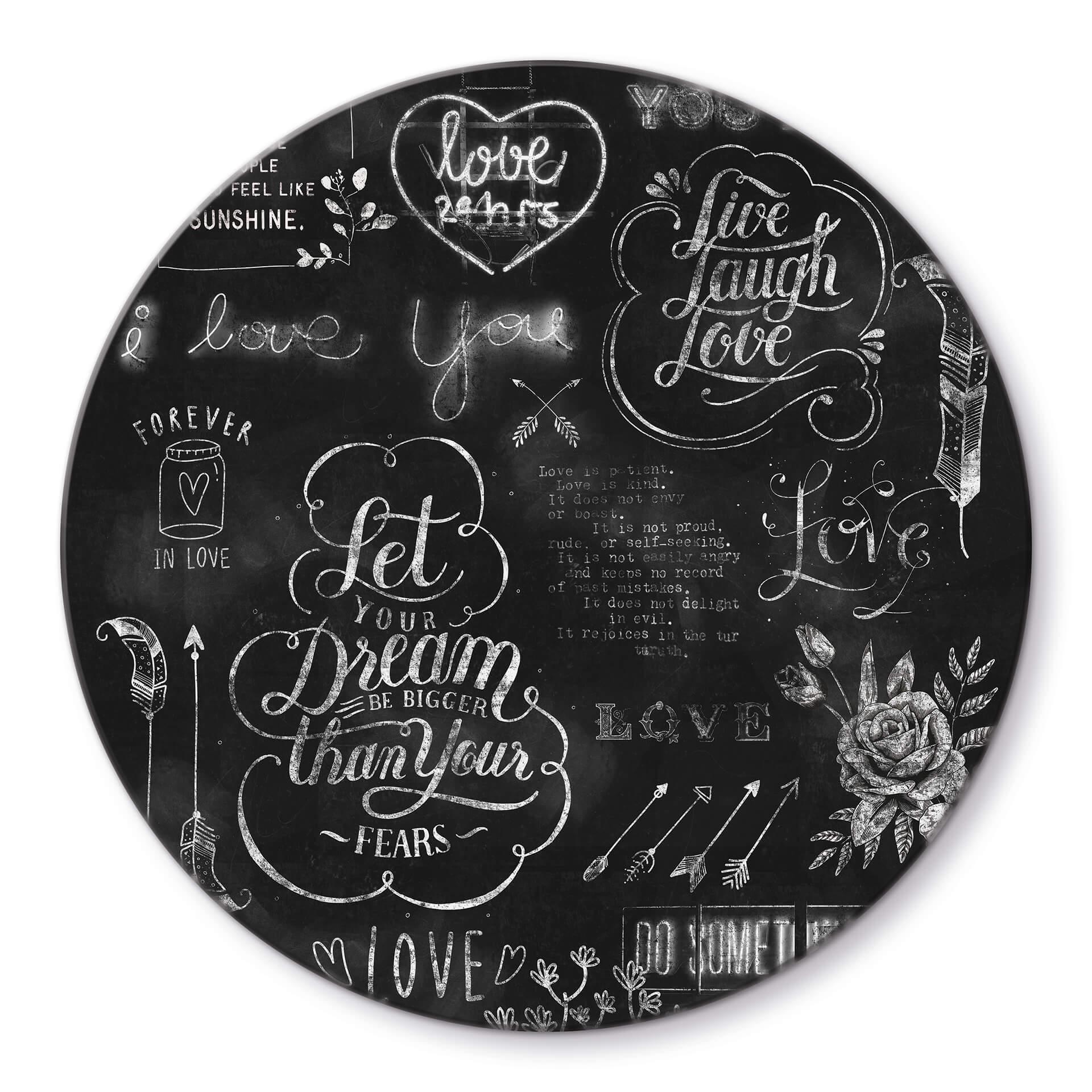 Tableau en verre World of good feelings - Rond