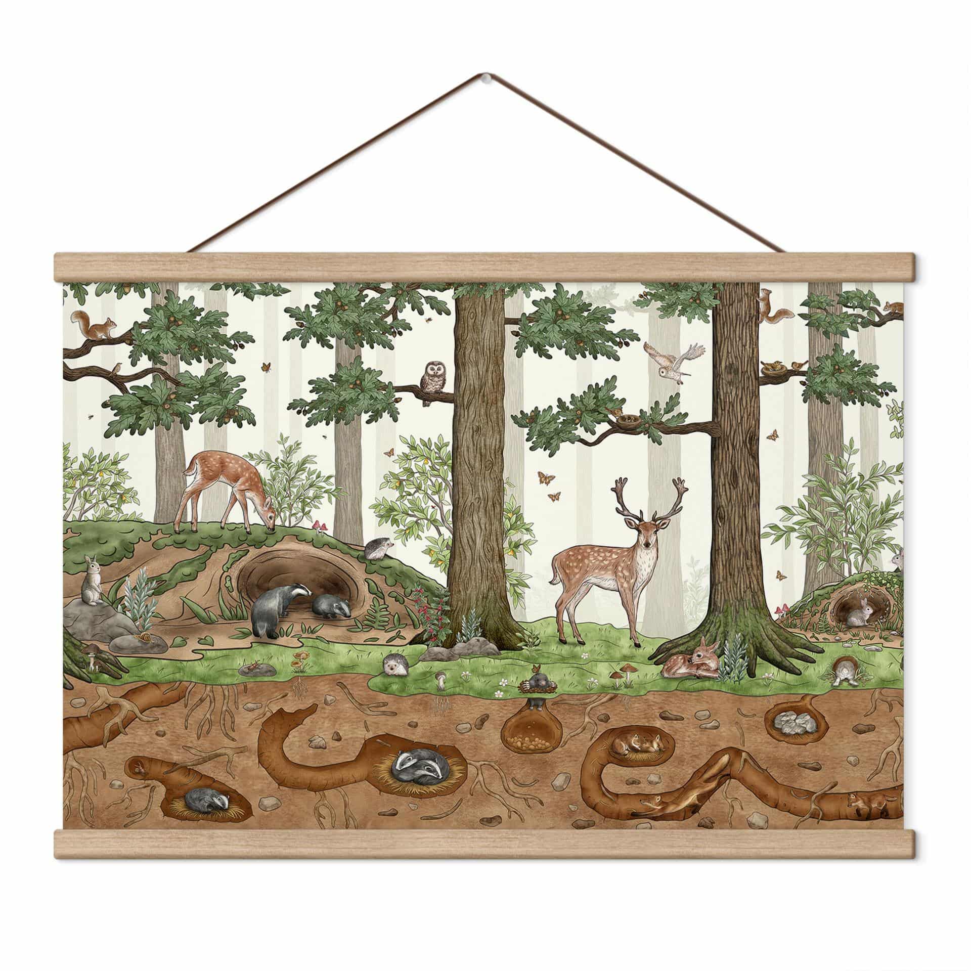 Kinderkamer Textielposter Zoekplaat bosdieren - Kikki Belle