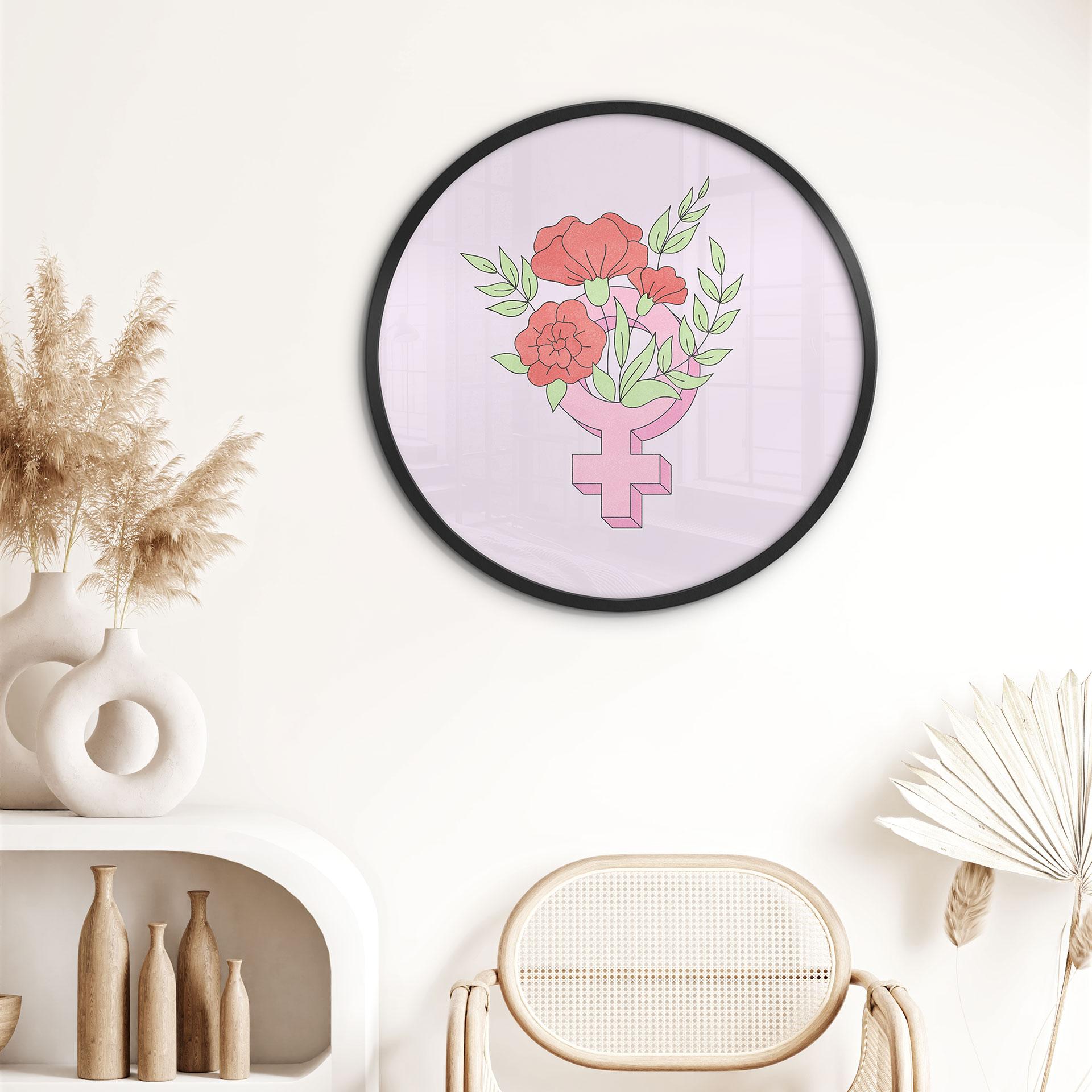Plakat Venus-tegn med blomster - Rund