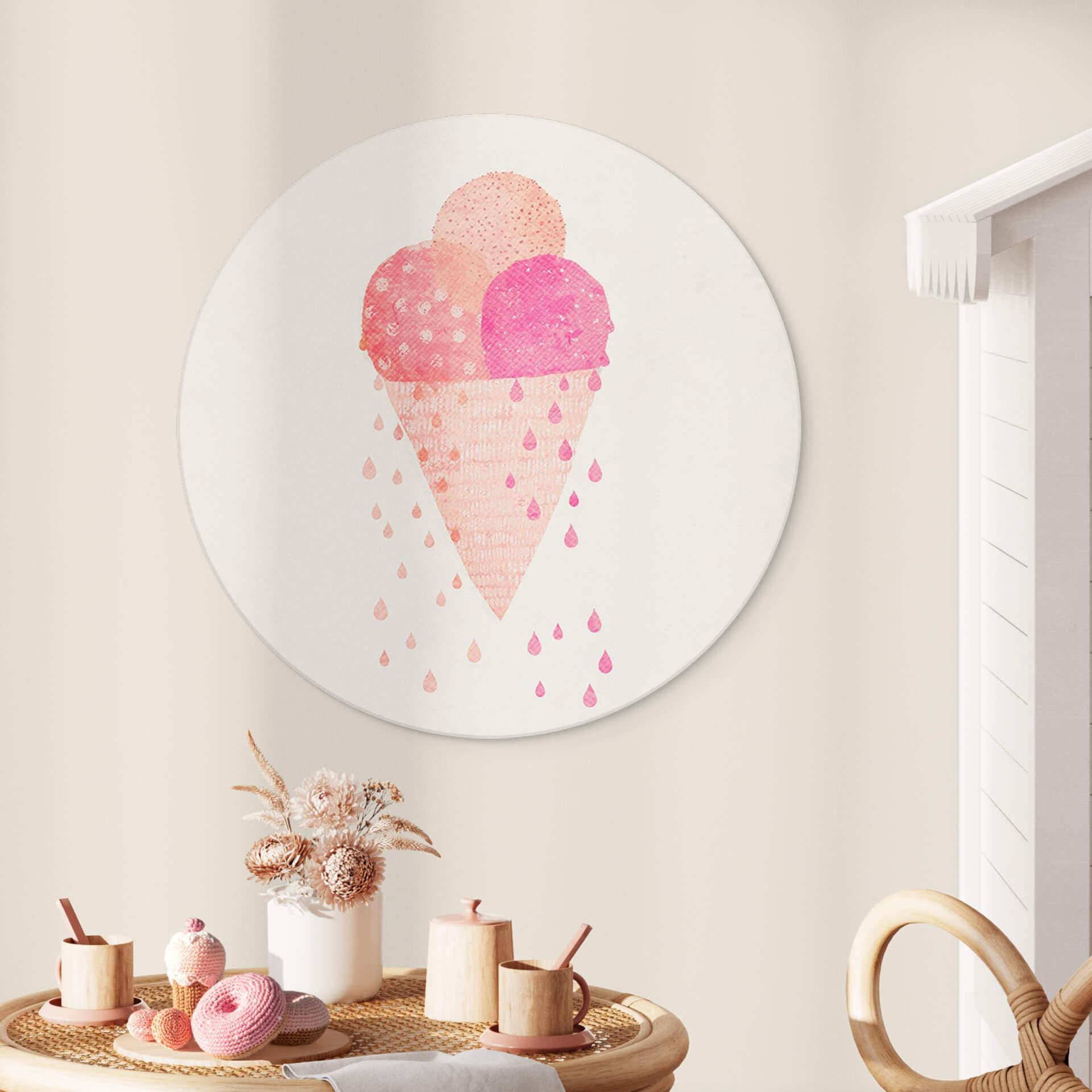 Vægcirkel Treechild - Ice Cream in Summer – print på aluminium (Alu-Dibond)