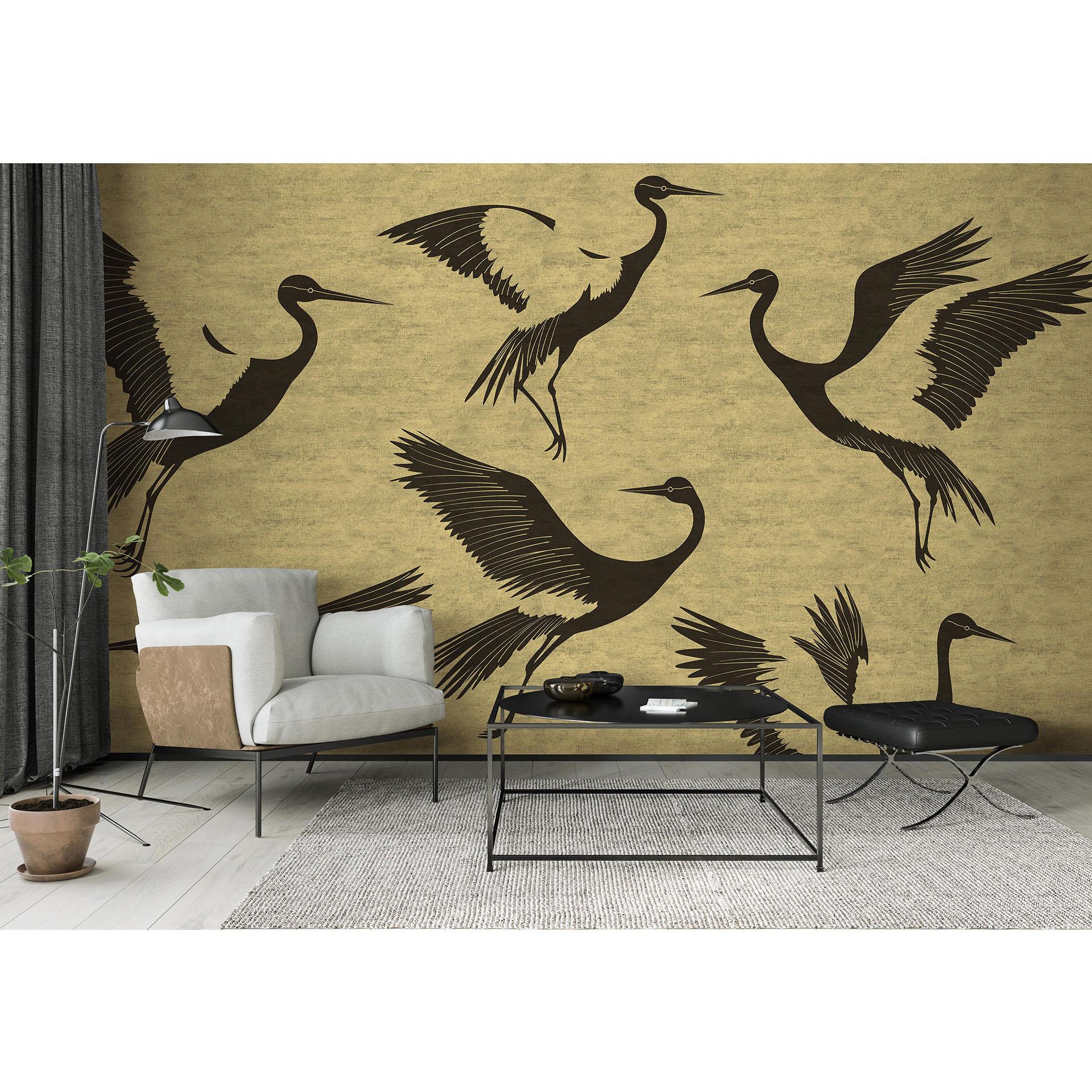 Guido Maria Kretschmer Fototapet Black Feathers - Art Edition 2 guld