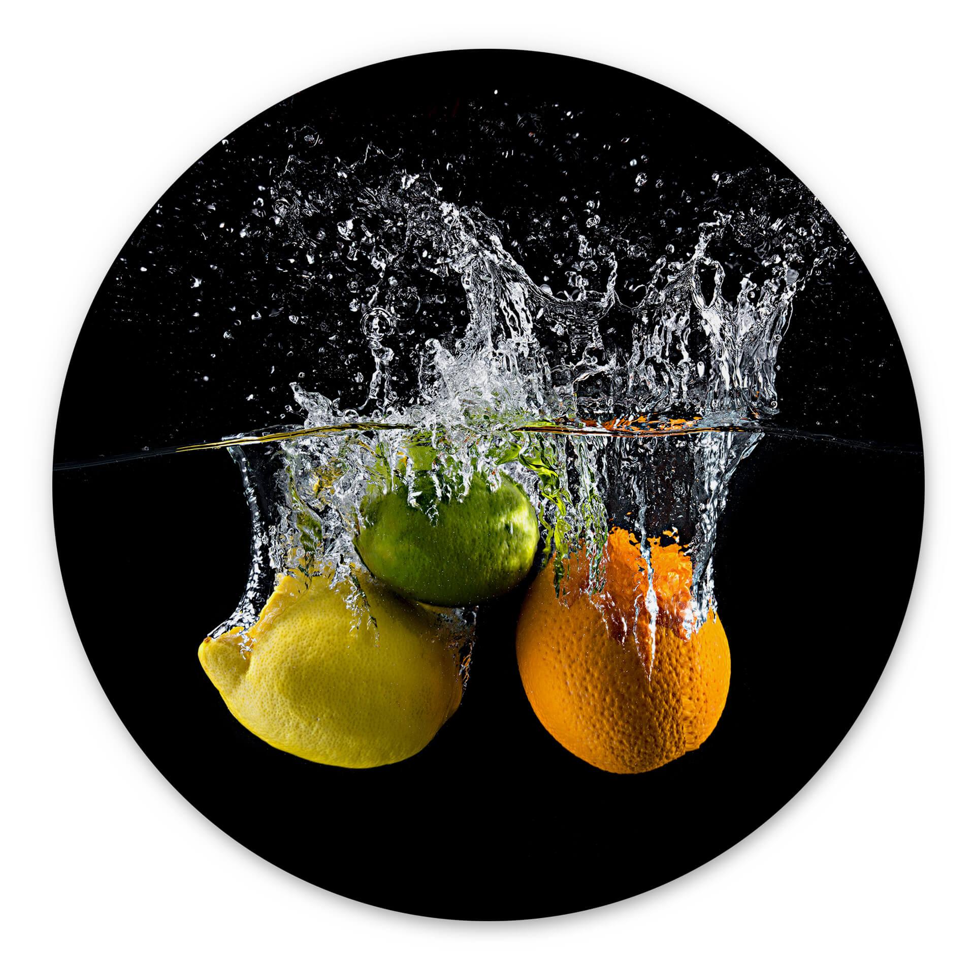 Tableau sur alu-Dibond rond Mogyorosi - Des éclats fruités d'agrumes