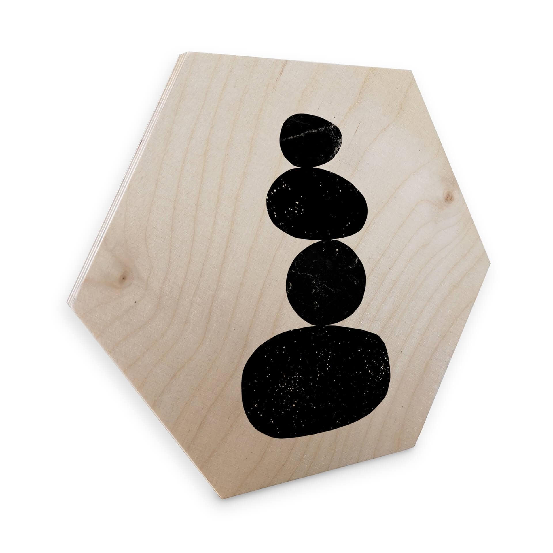 Hexagone - Placage bois de bouleau - Nouveauprints - Pebbles 3 black