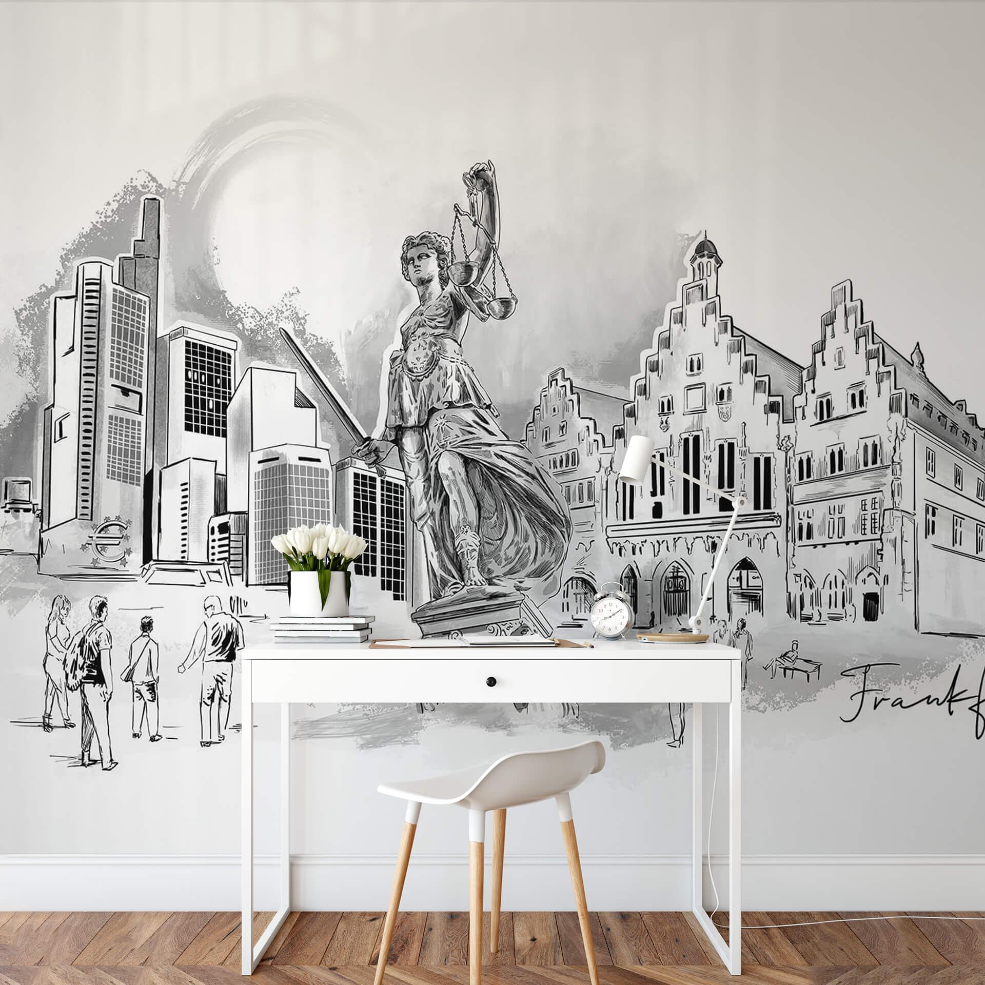 Fototapet Love your City - Sort/hvid