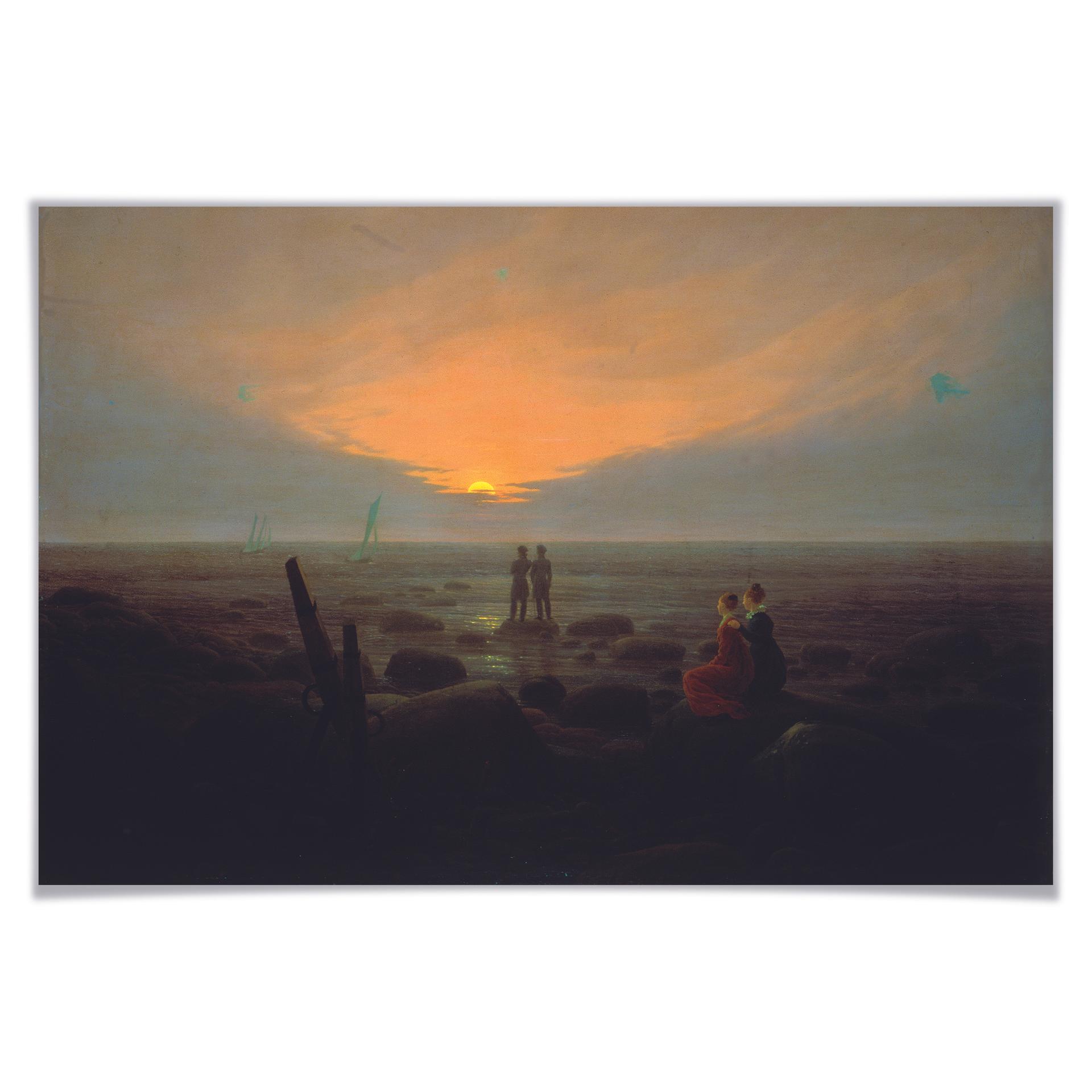 Poster Friedrich - Mondaufgang über dem Meer