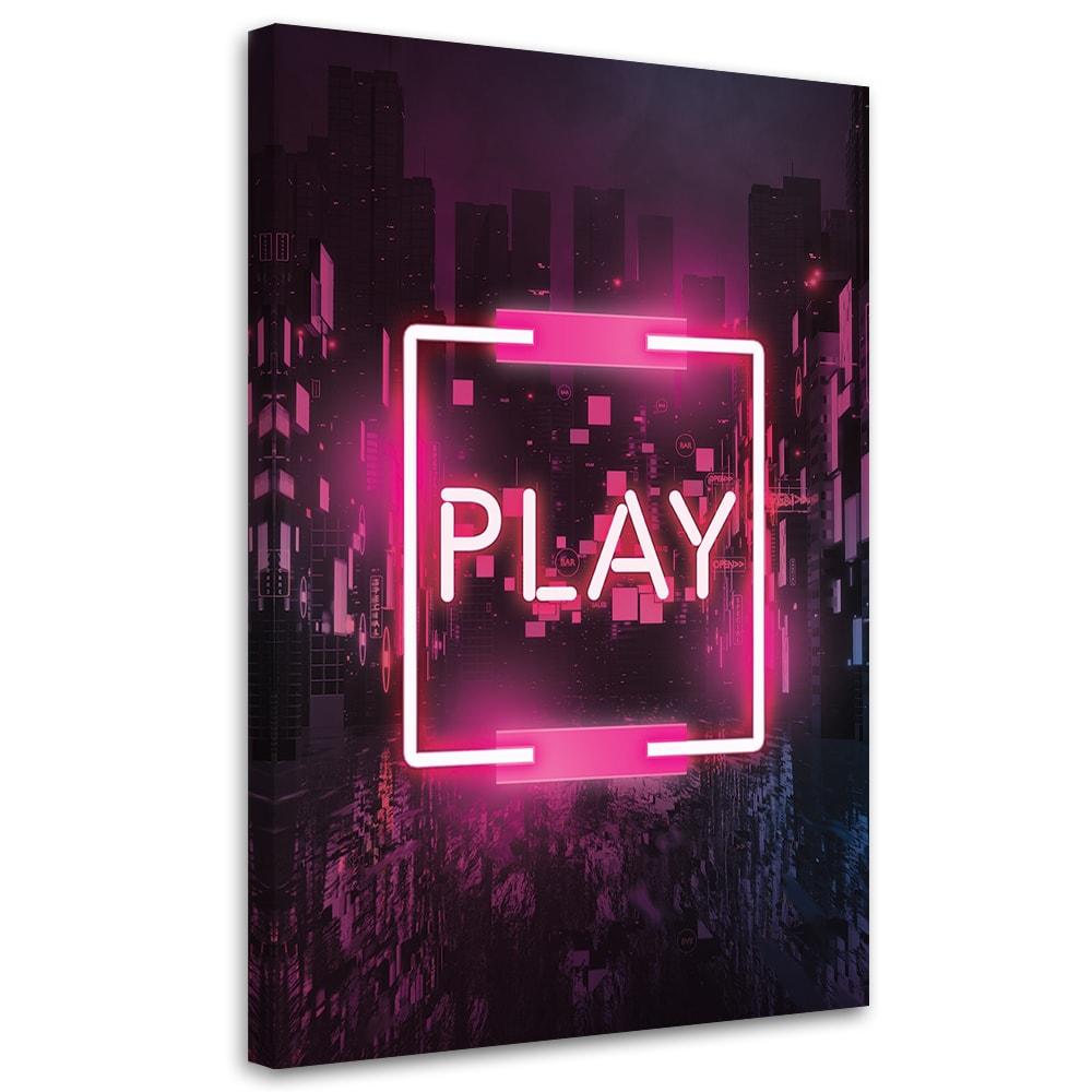 Canvasbillede, lyserød spilinskription til gamer