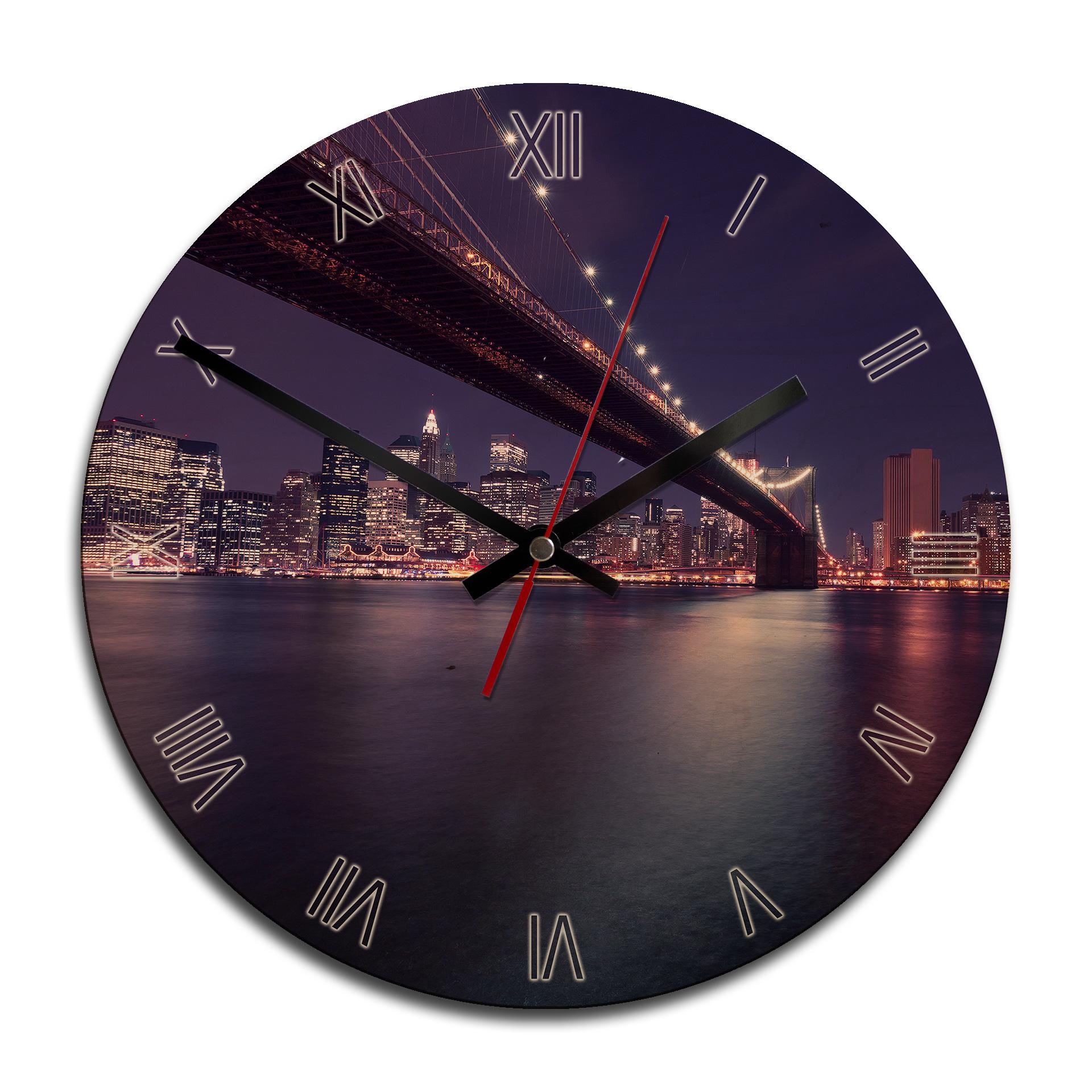 Horloge murale en bois - Lights in New York City