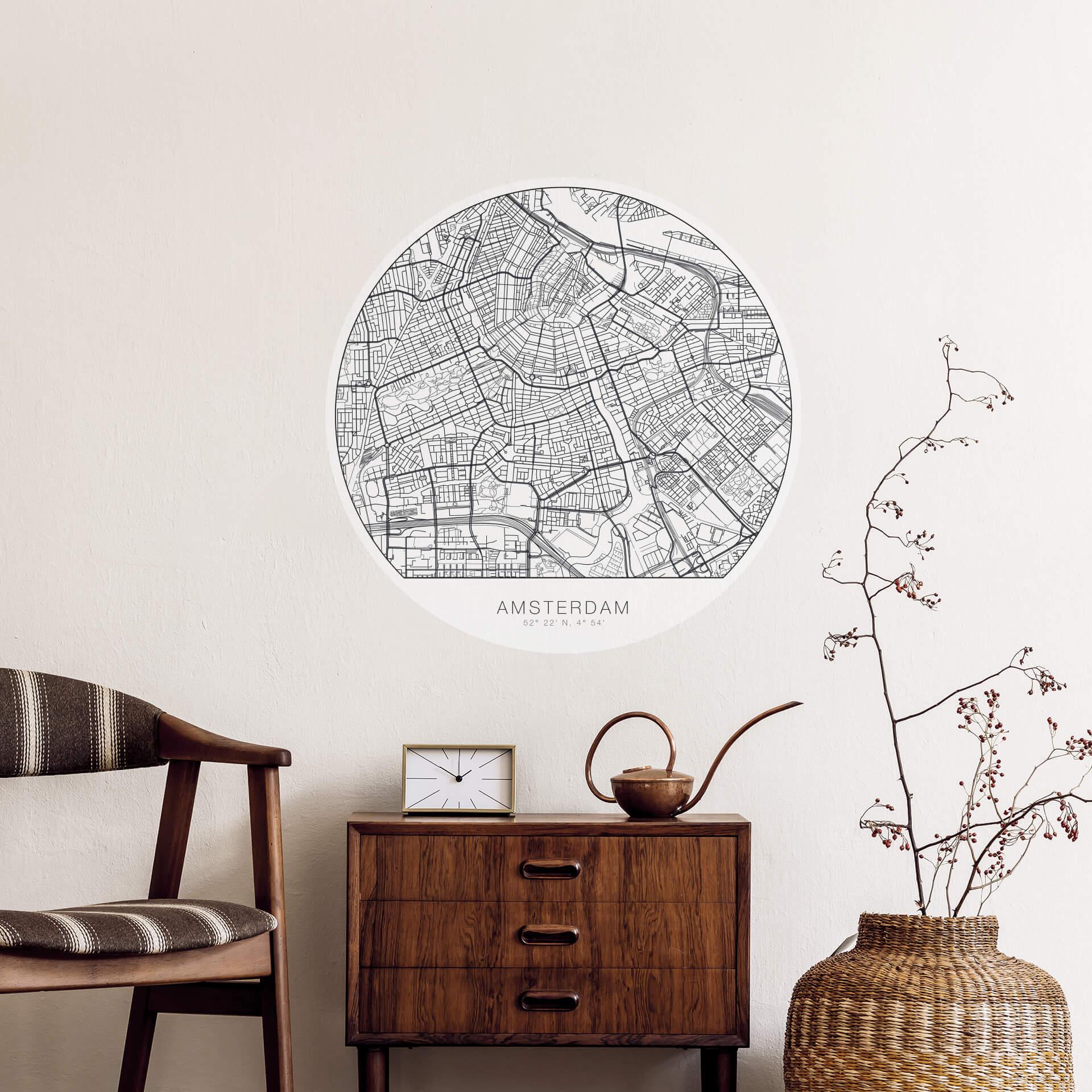Wandtattoo Stadtplan Amsterdam - rund
