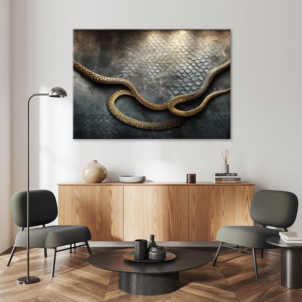 Canvasbillede, Gylden 3D-slange