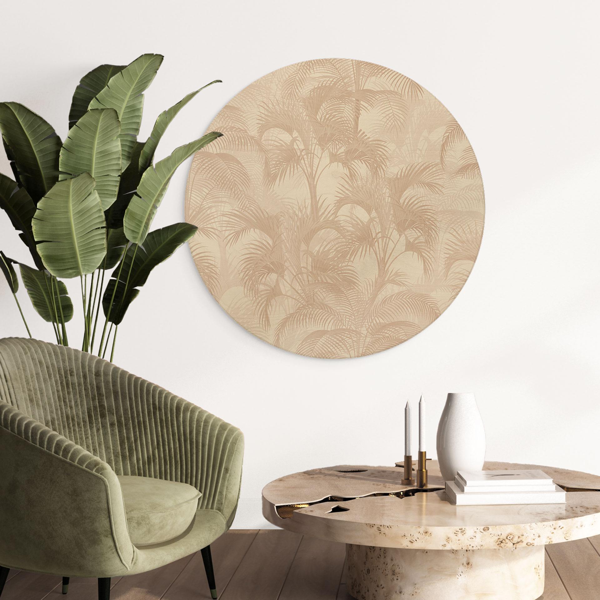 Billede af træ palmer i junglen beige - Bloomery Decor - Round