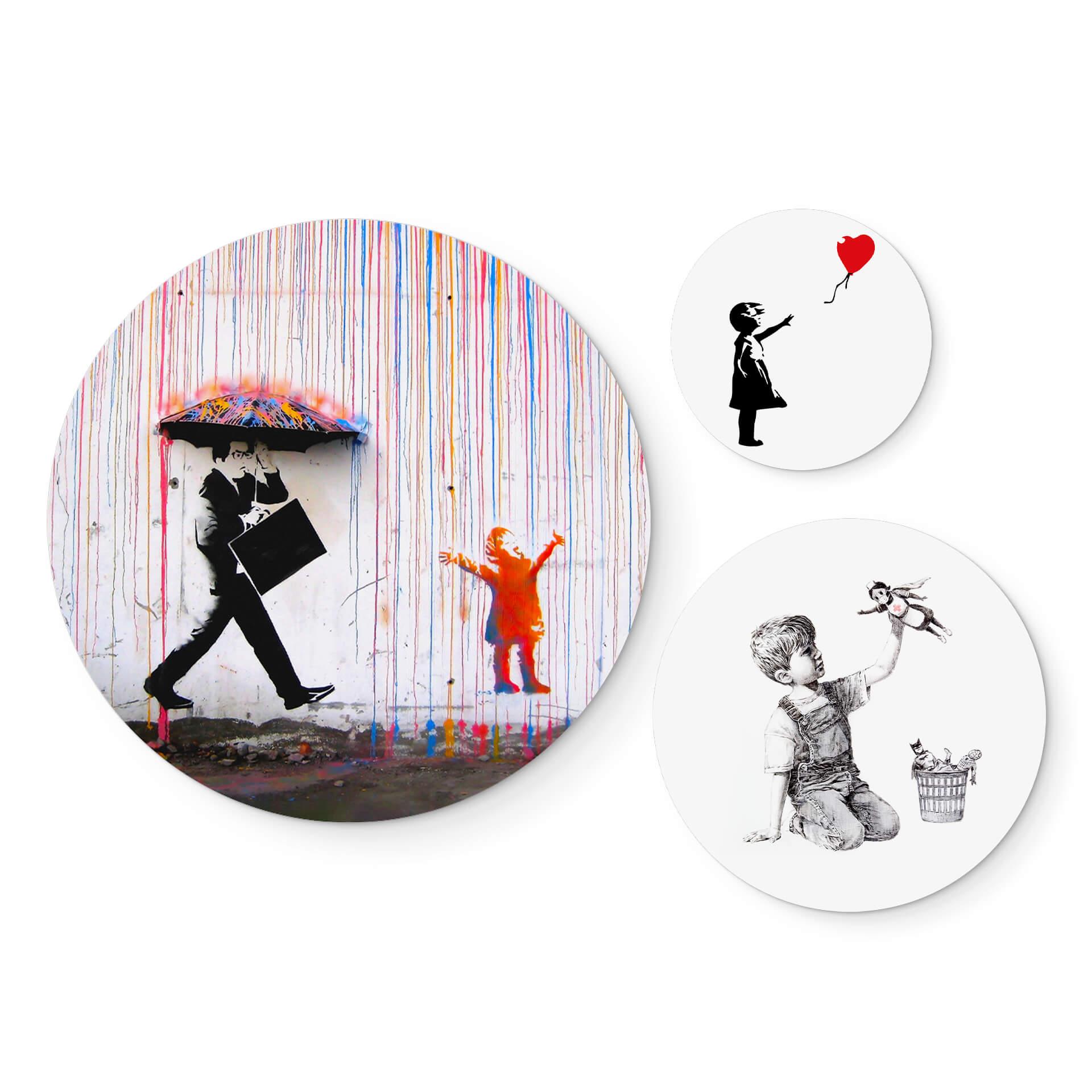 Wandcirkel Set Banksy Street Art (3-delig)