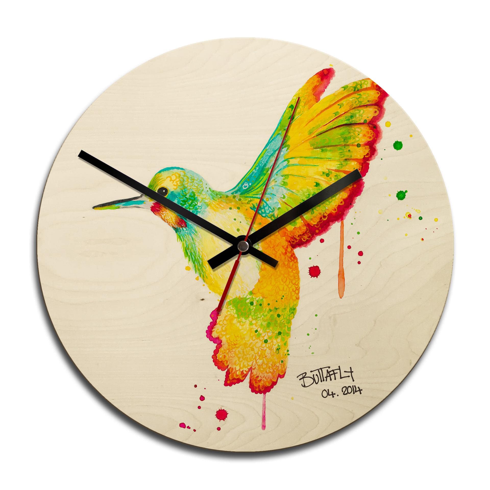 Horloge murale en bois - Buttafly - Colibri