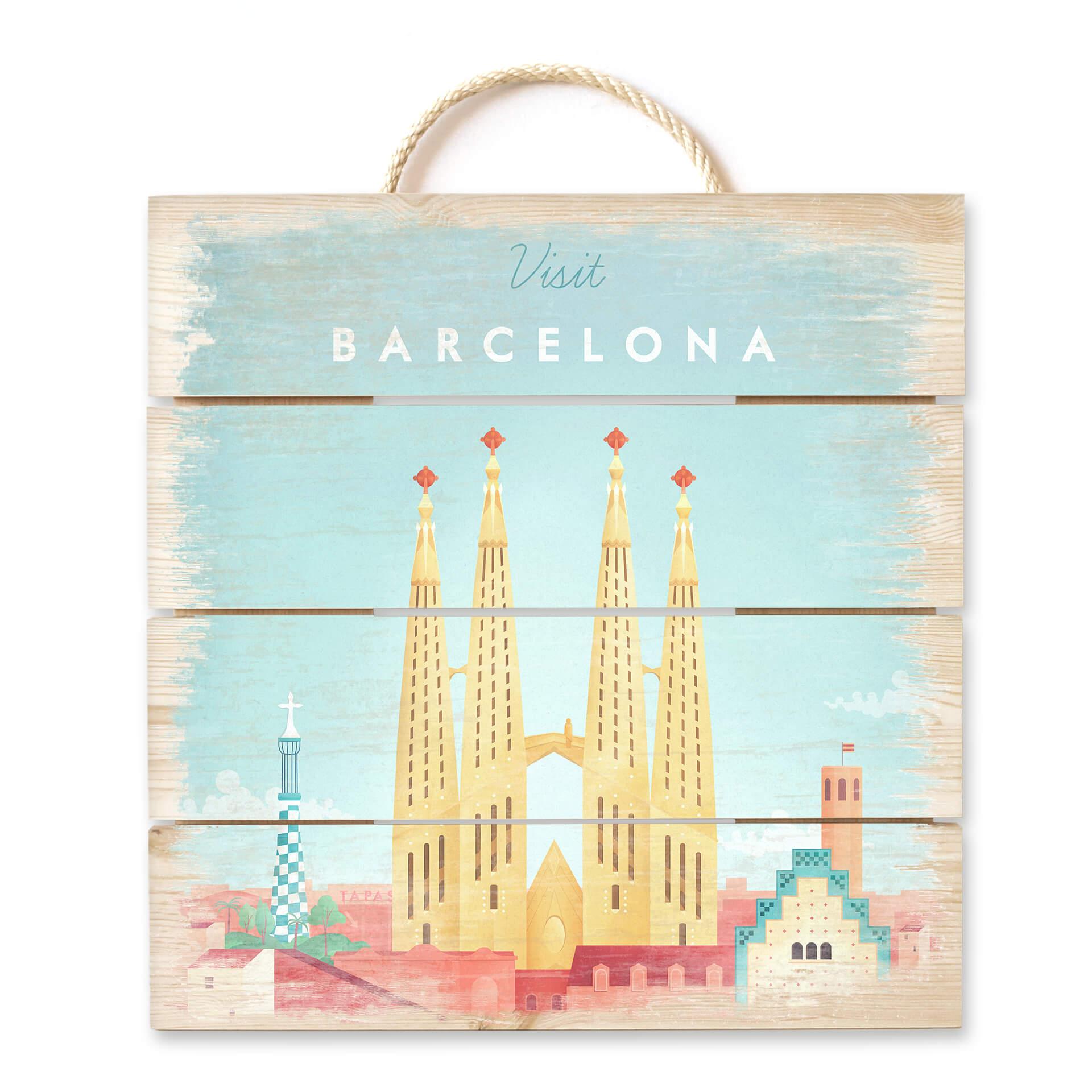 Obraz drewniany Rivers - Barcelona - 40x41,5 cm