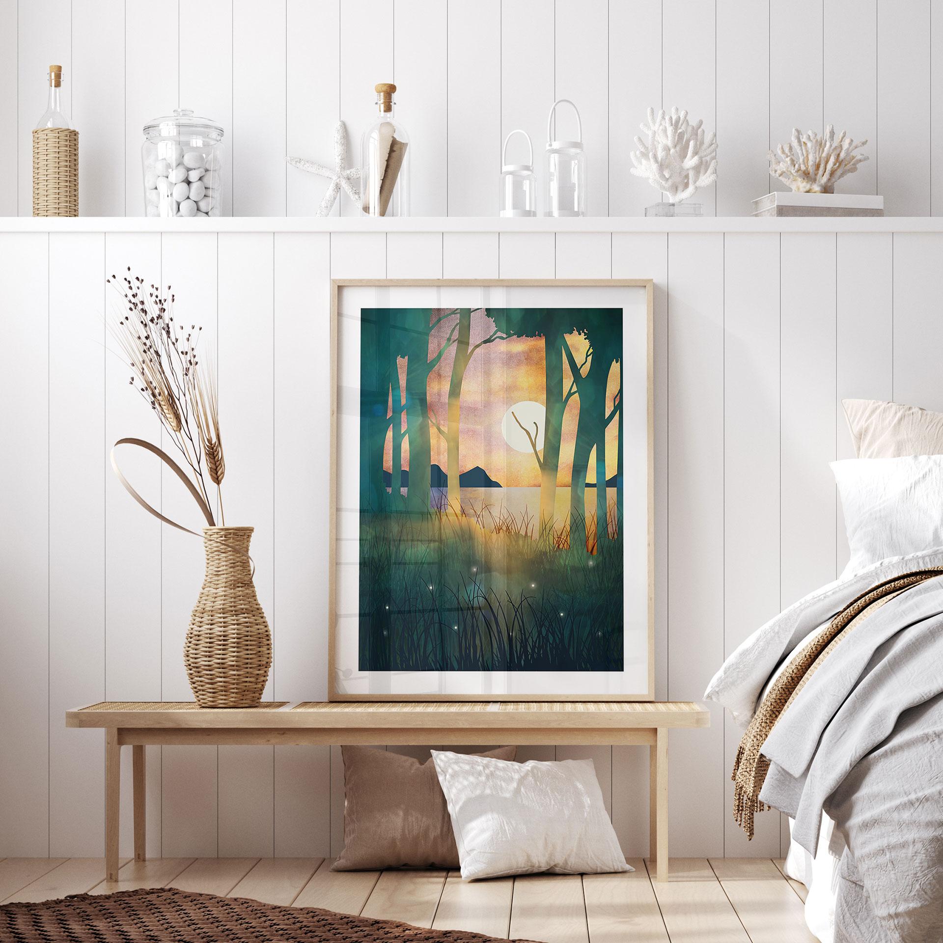Póster Bosque mágico al atardecer - SpaceFrog Designs