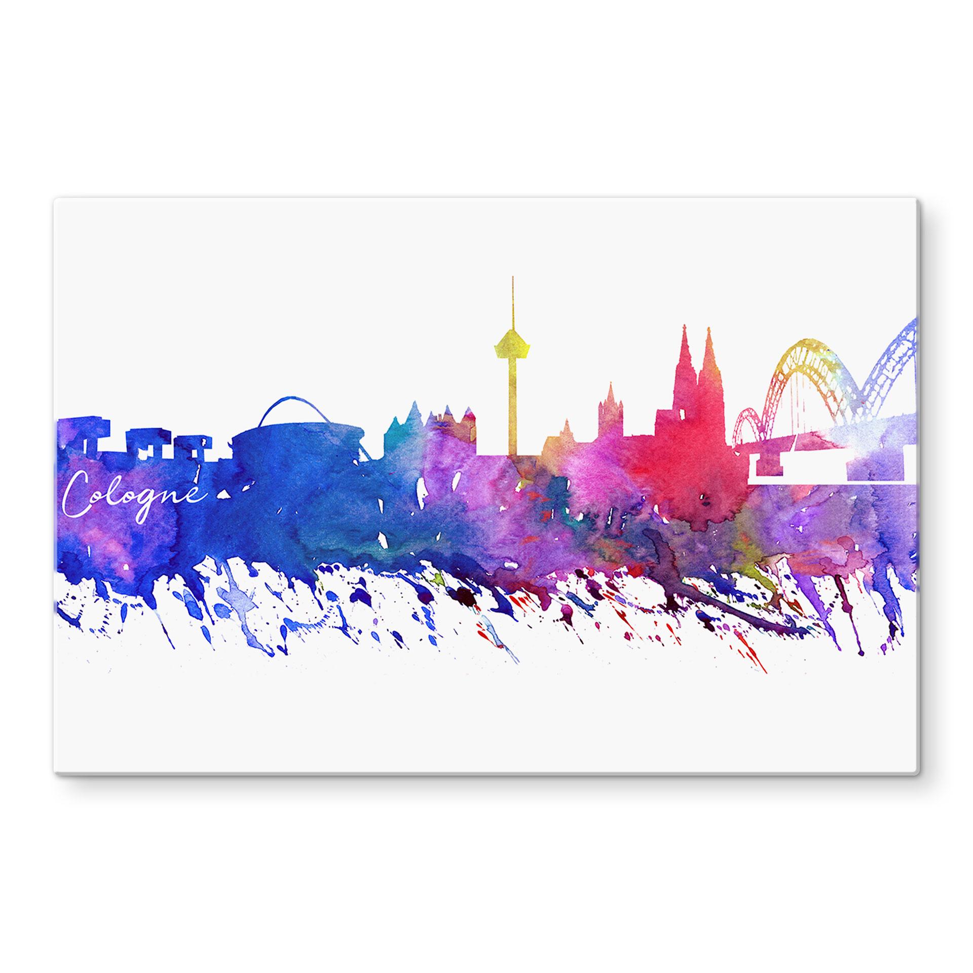 Stænkplade - Bleichner - Köln Akvarel Skyline