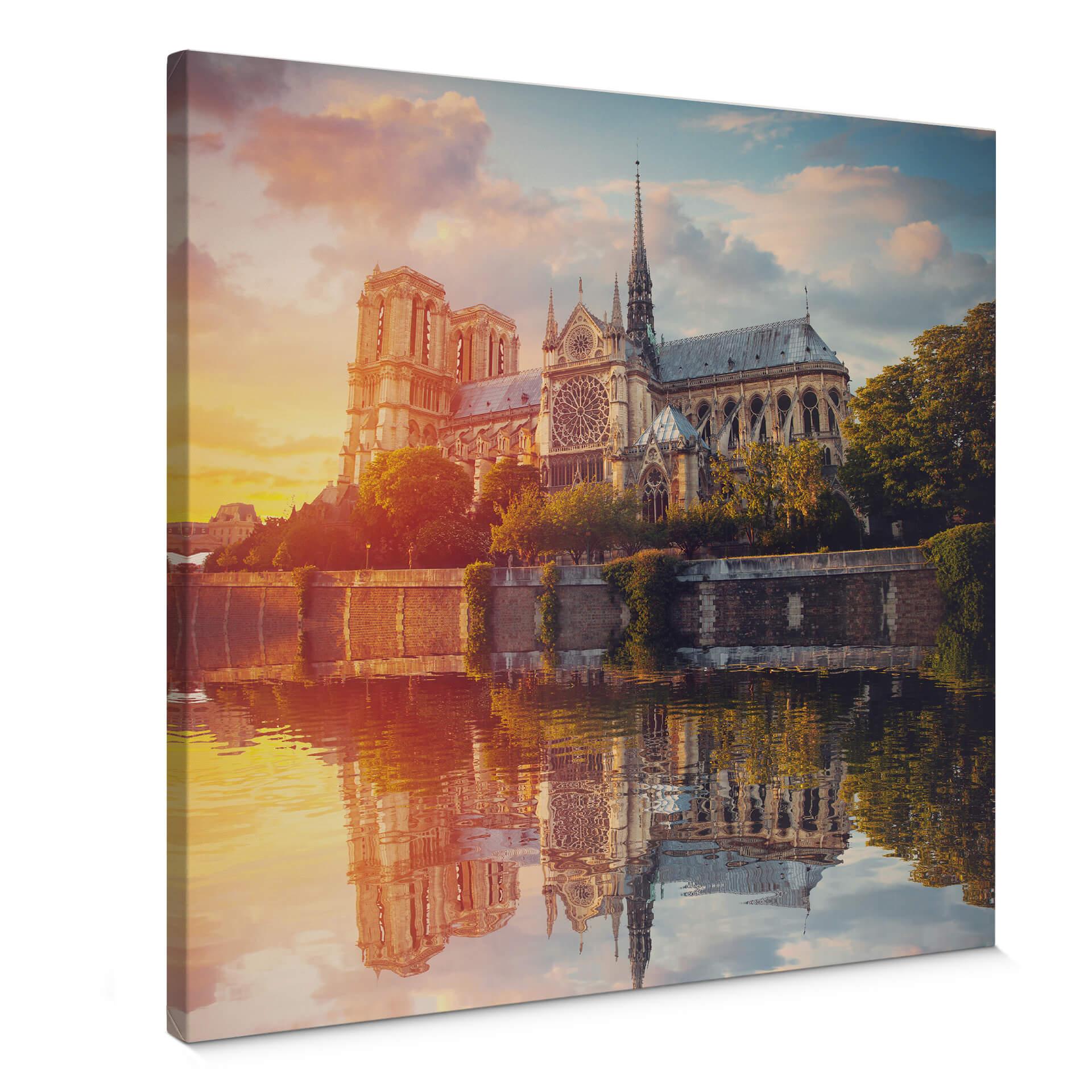 Lienzo Notre Dame París - Cuadrado