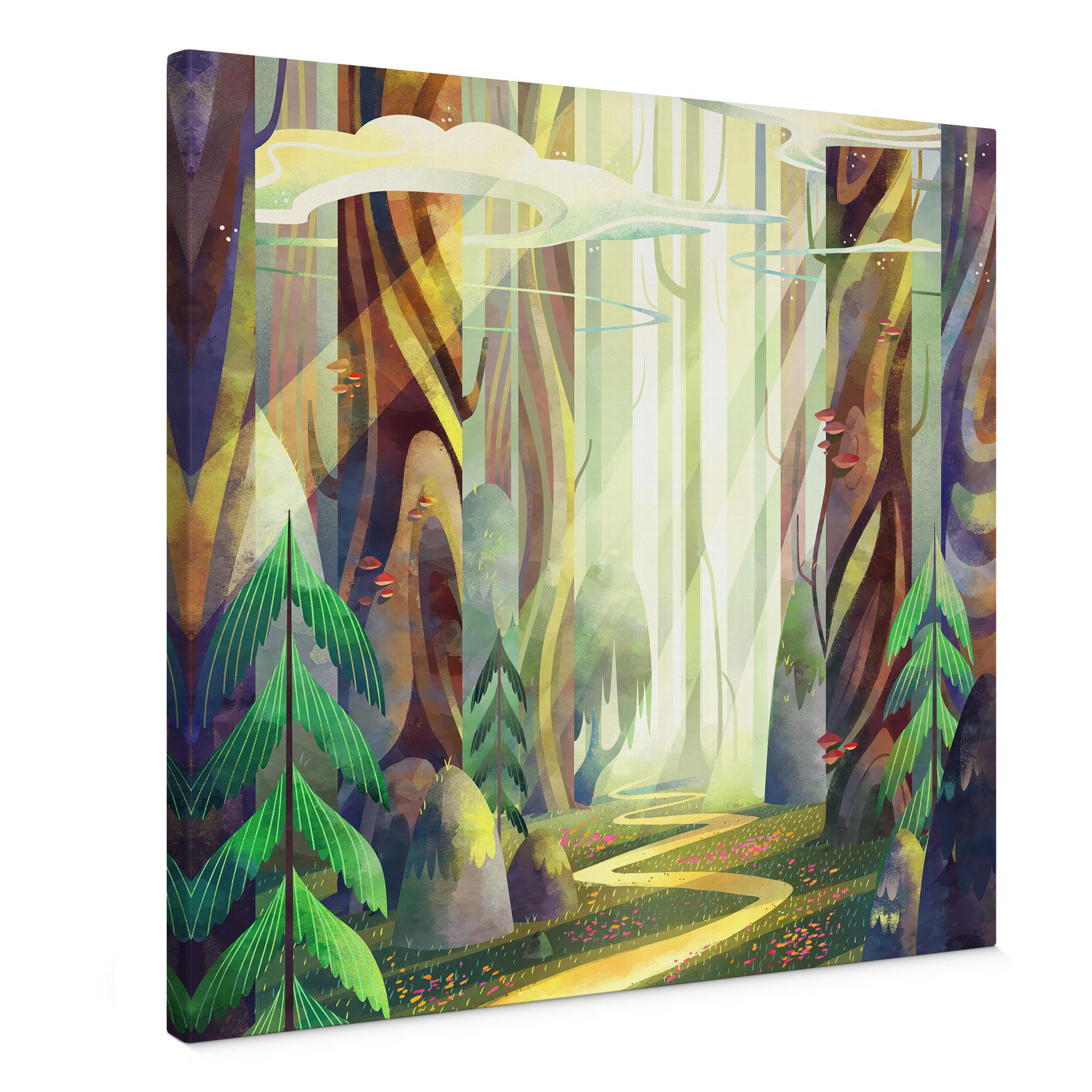 Canvasbillede Fortryllet skov i lyset - DigitalArtsi