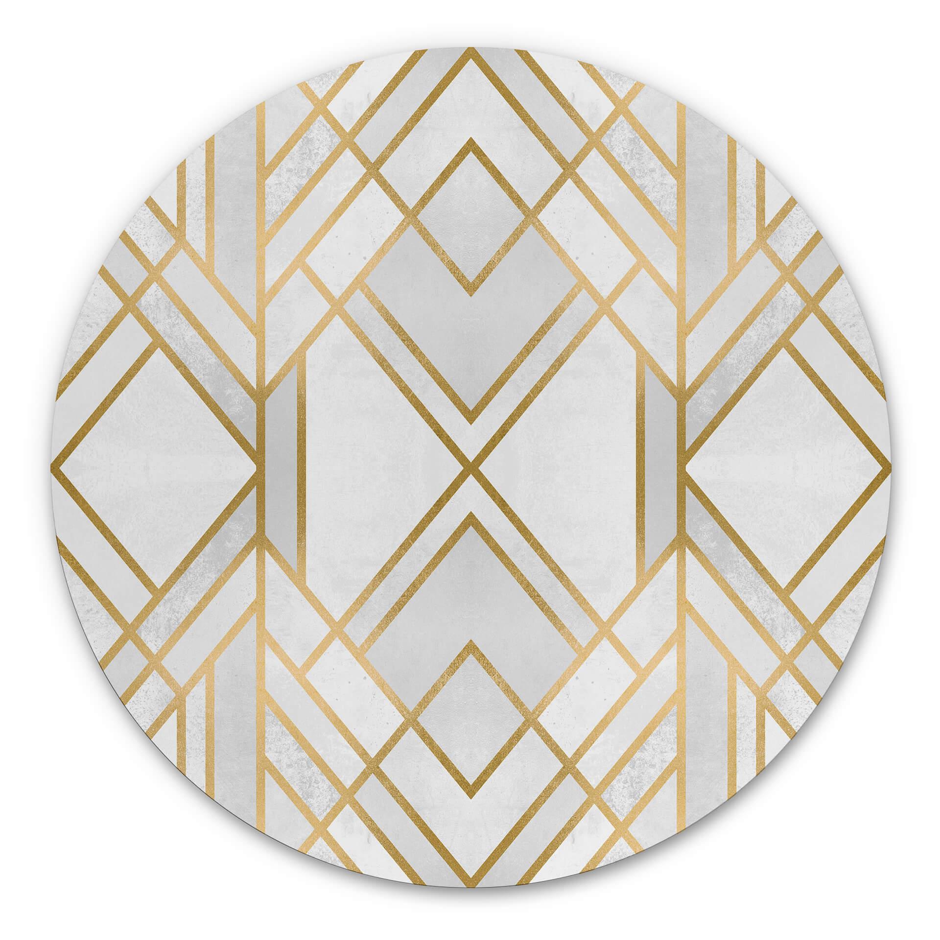 Tableau sur alu-Dibond Fredriksson - Art déco : Géométrie dorée - Rond