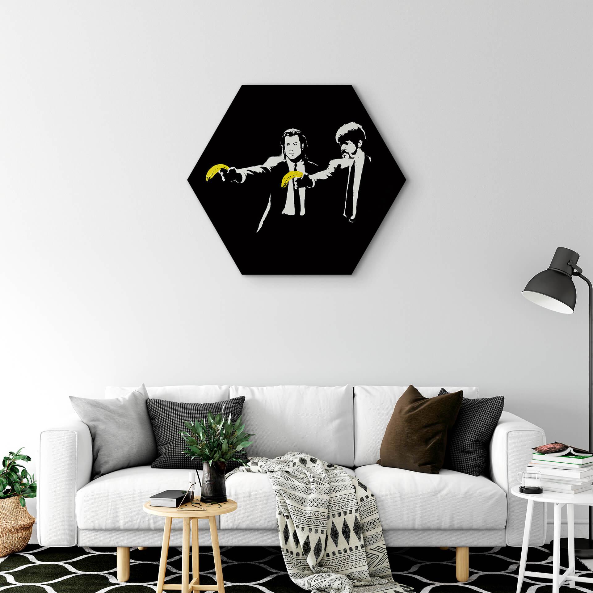 Hexagon - Alu-Dibond Banksy - Pulp Fiction
