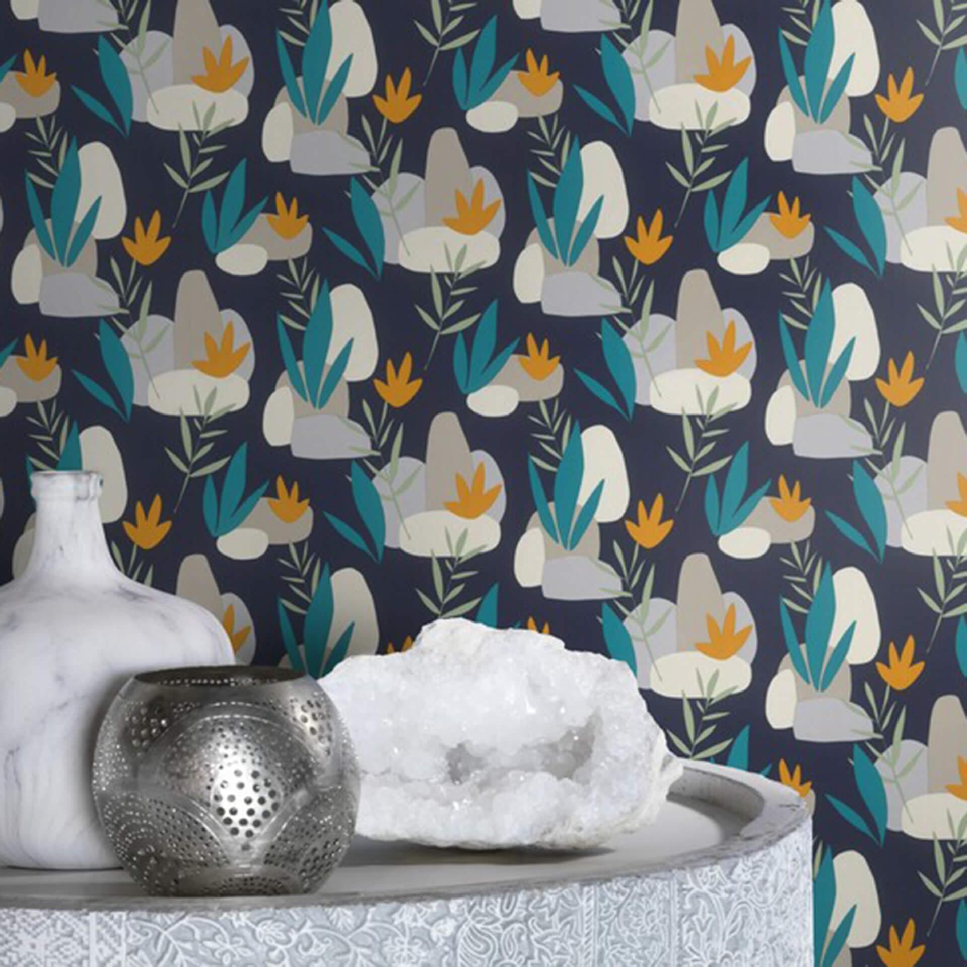 Rasch papier peint intissé, papier peint à motifs Salsa bleu nuit