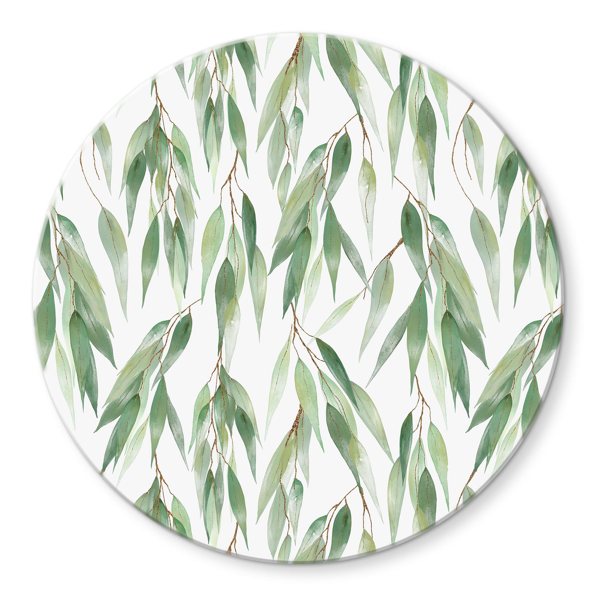Glasbillede - Grene med grønne blade - UN Designs