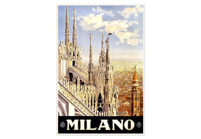 Poster autocollant - Voyage Vintage - Milano