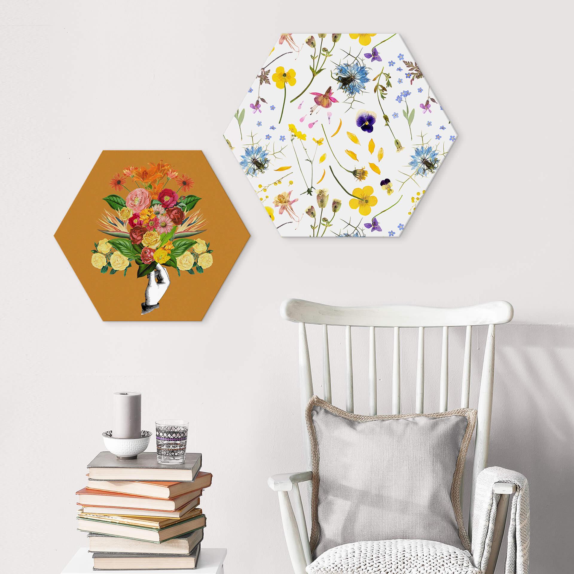 Hexagon Dibond UN Designs - Dried Flowers