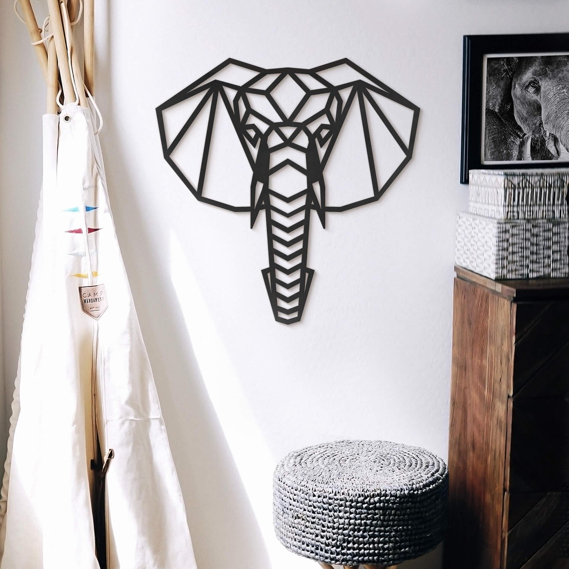 MDF - Decoración en madera cabeza de elefante de origami