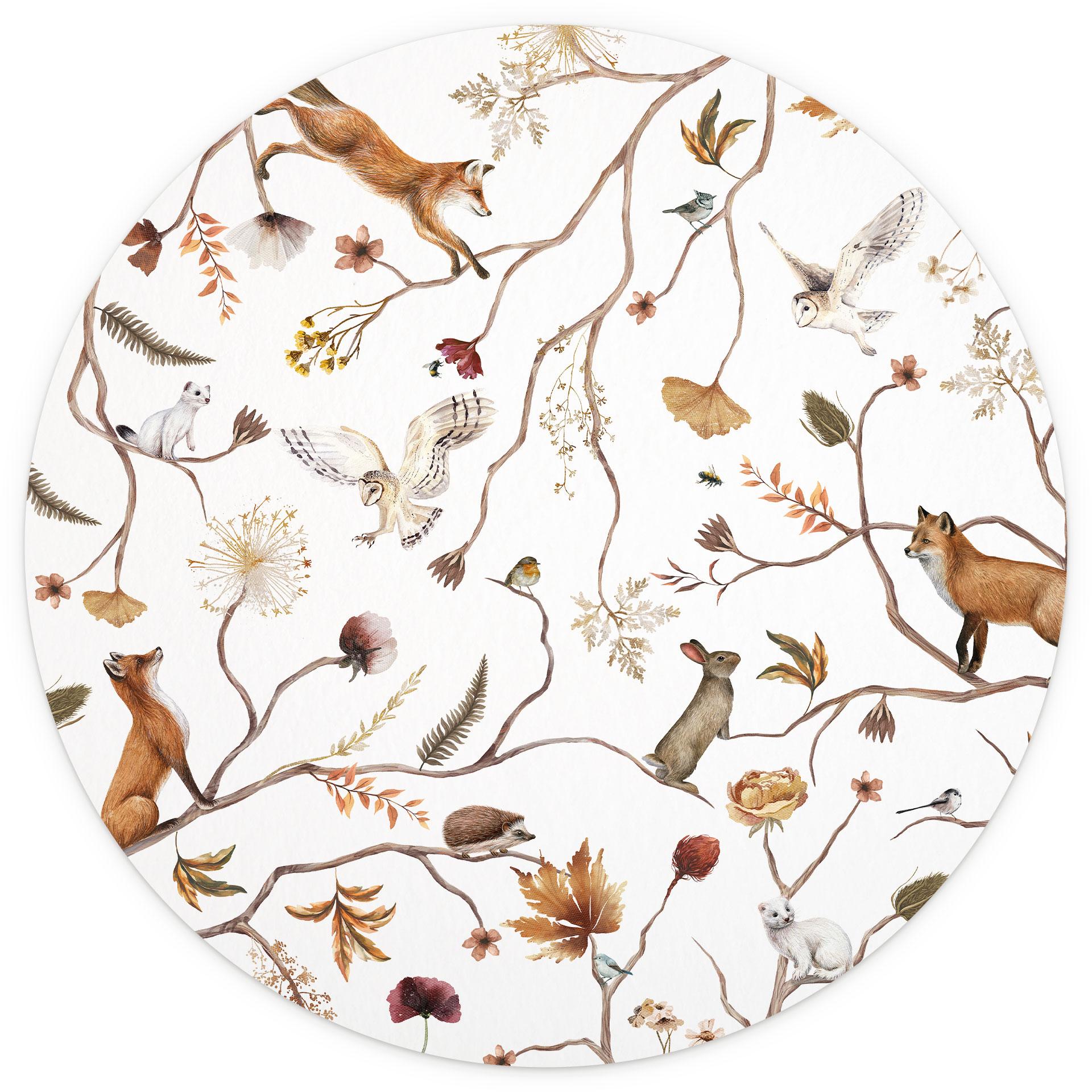Behangcirkel Bosdieren in de herfst - Kikki Belle - vliesbehang/zelfklevend vliesbehang