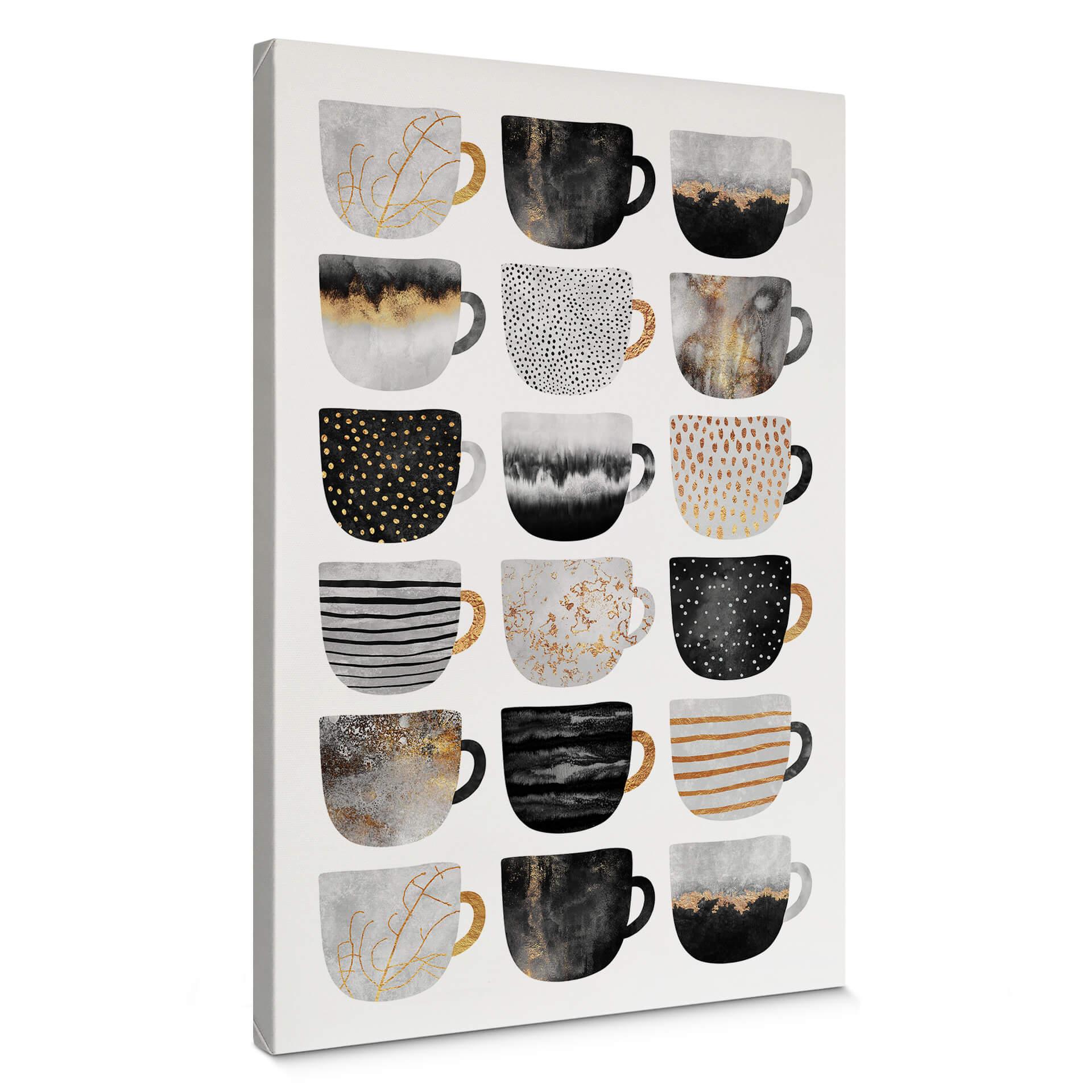 Canvastavla Fredriksson - Kaffekoppar: Pretty Black & Gold