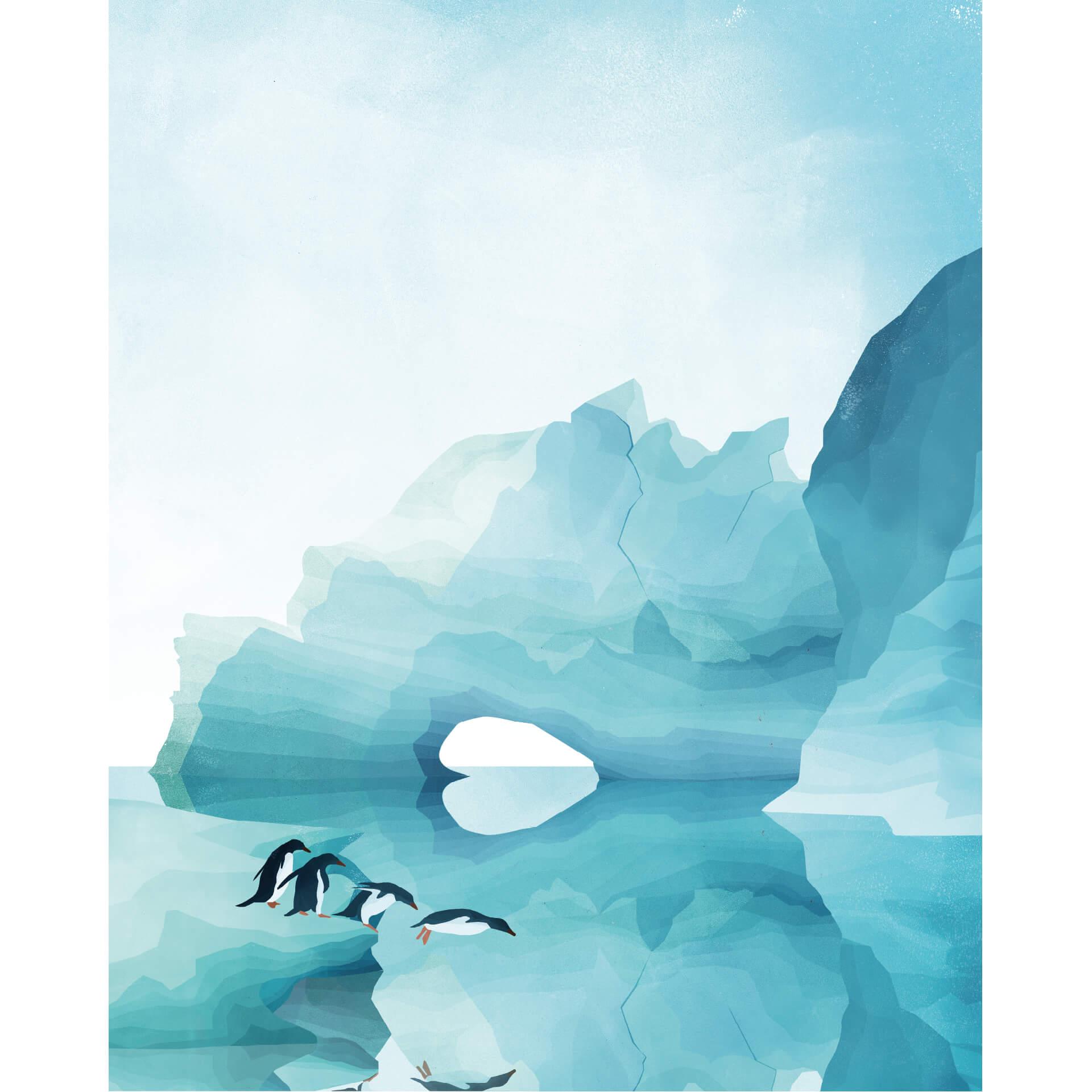 Fotobehang Goed Blauw - Pinguins