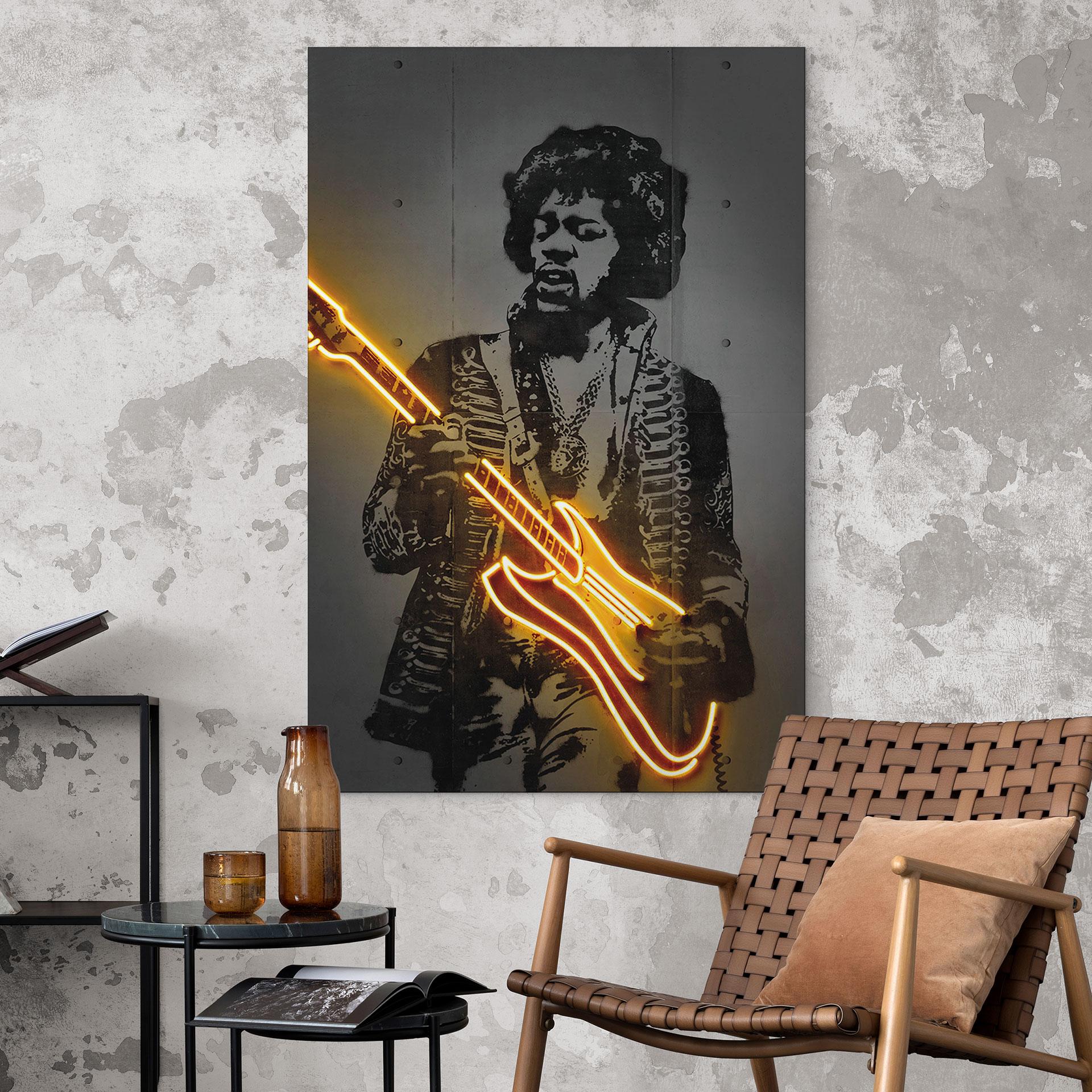 Billede Jimi Hendrix - Mielu – print på aluminium (Alu-Dibond)