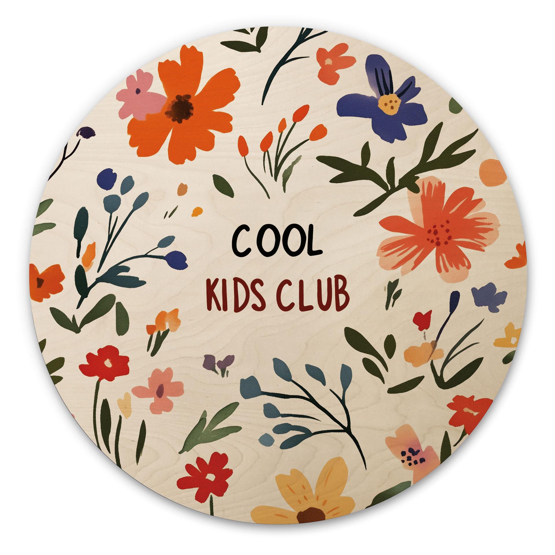 Billede af træ Cool Kids Club Farverige blomster - Treechild - Rund