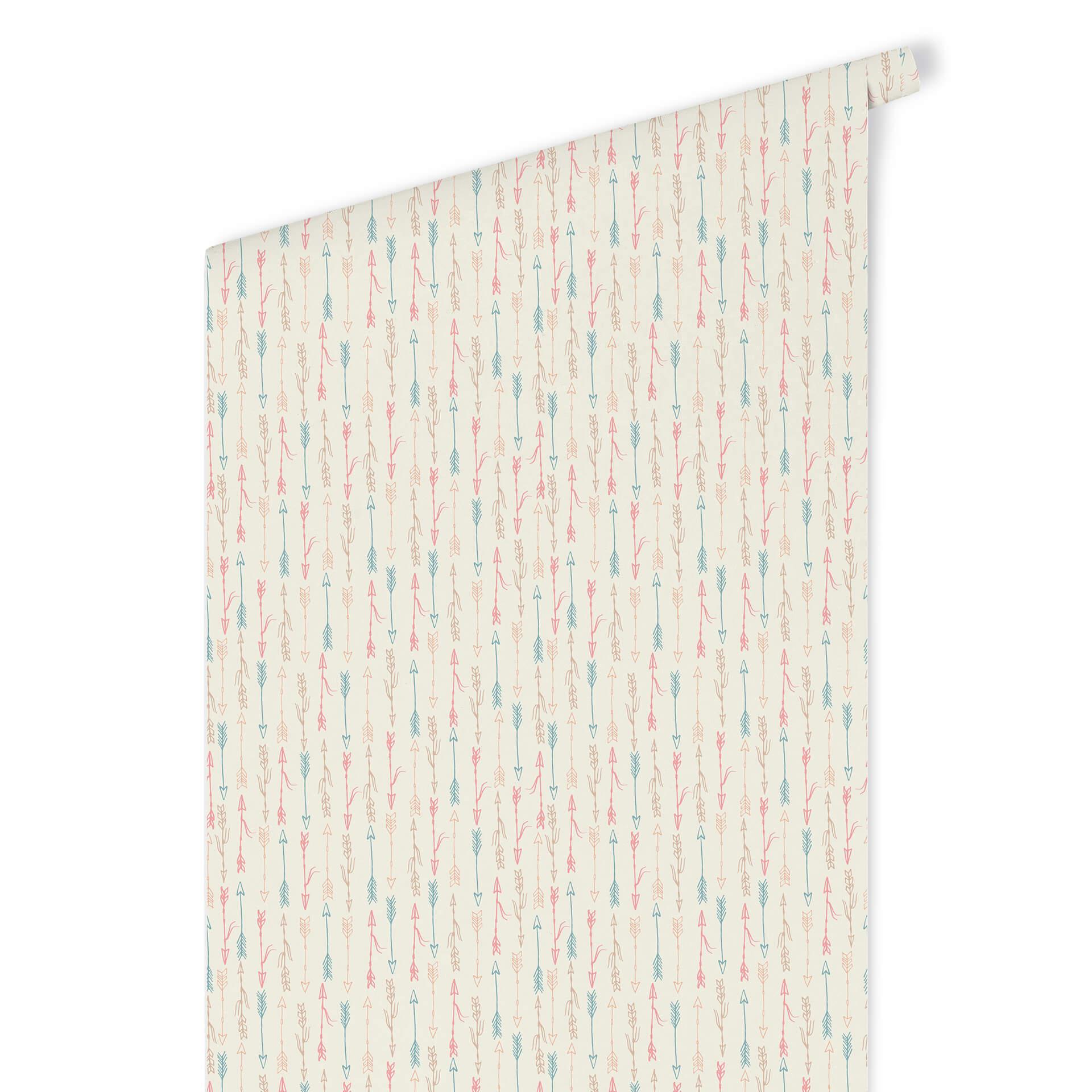 Patroonbehang Pijl en Boog Roze en Blauw