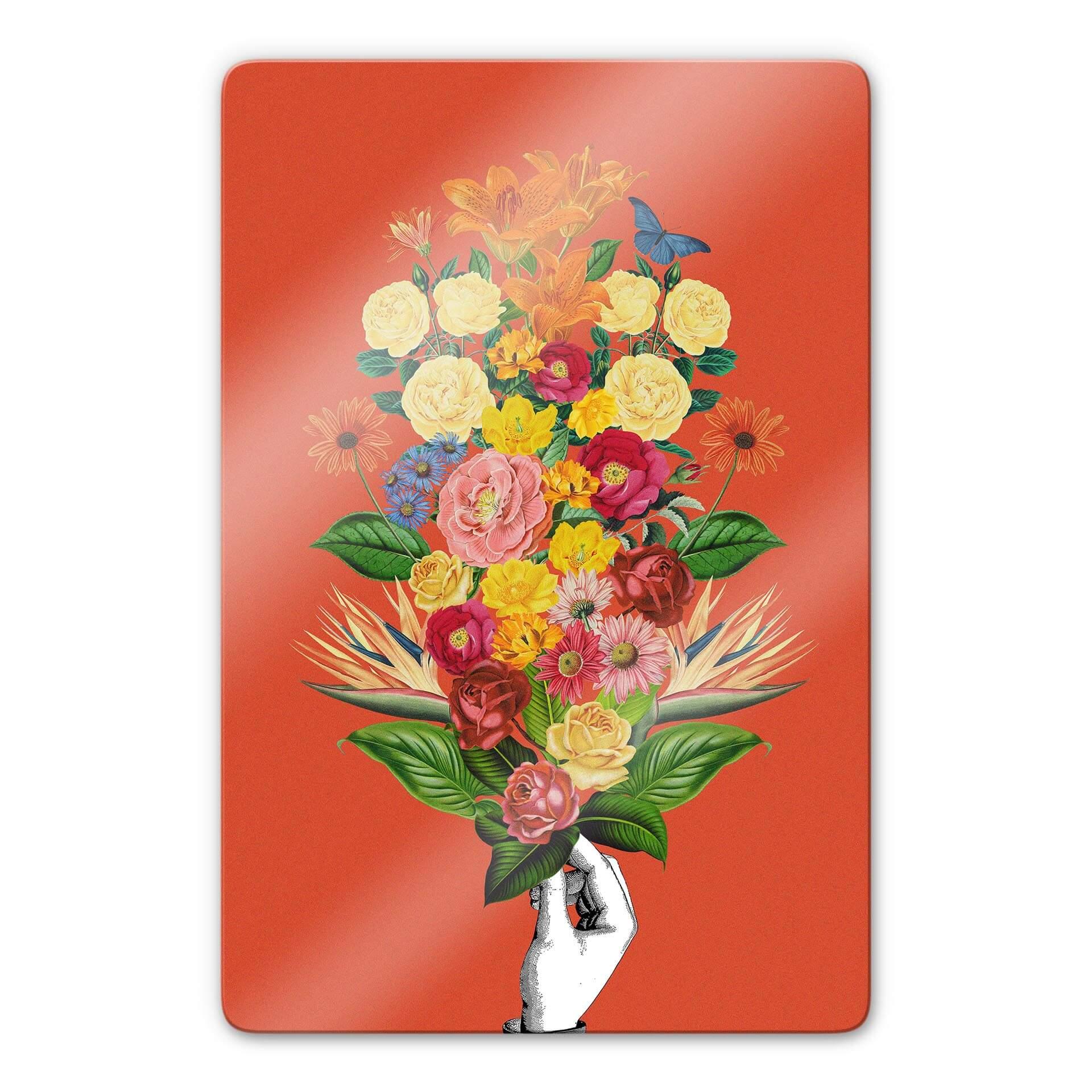 Tableau en verre Frida Floral Studio - Rouge botanique