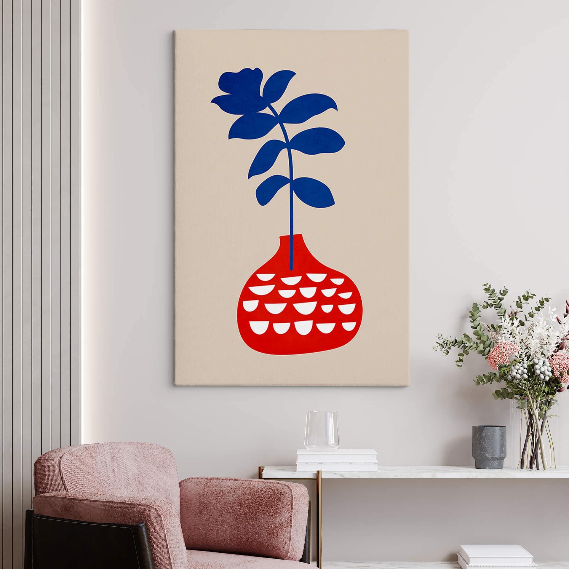 Canvas Kubistika - Wild Flowers in a Red Vase