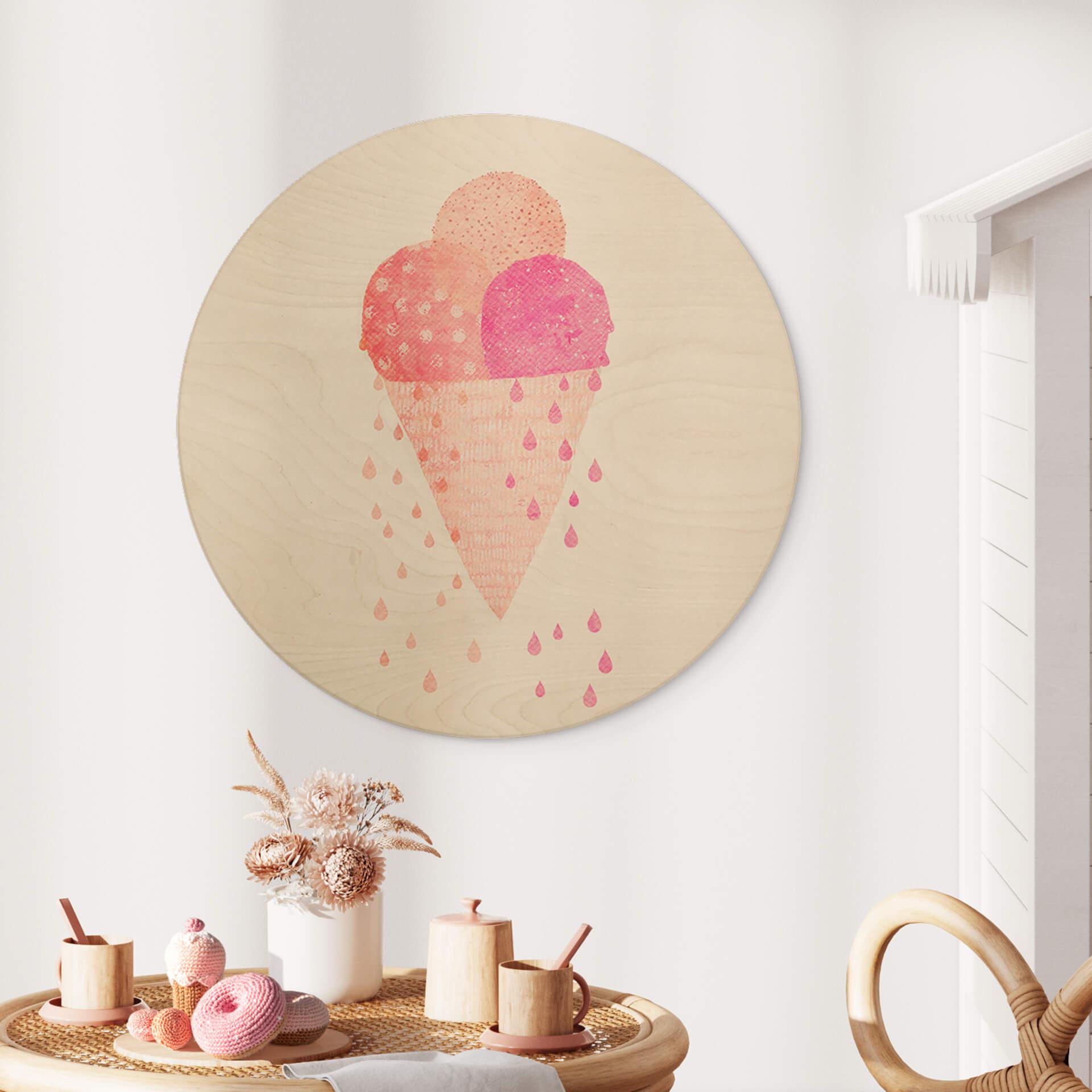 Væg cirkel træ Treechild - Ice Cream in Summer