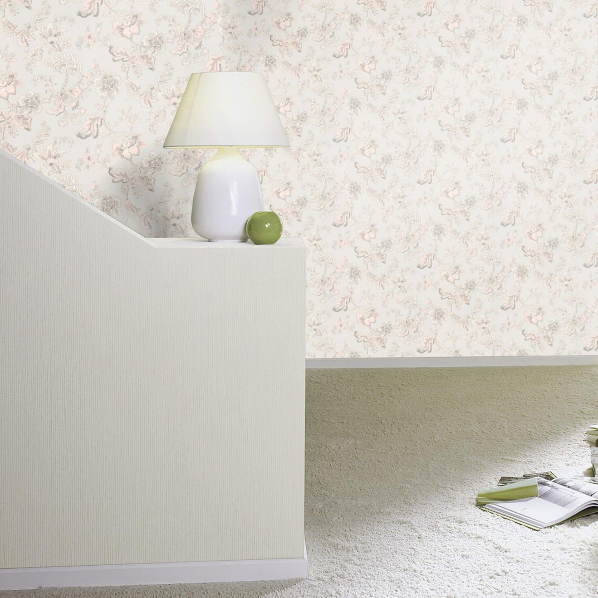 Papier peint intissé Rasch, papier peint à motifs Sophia vert menthe clair