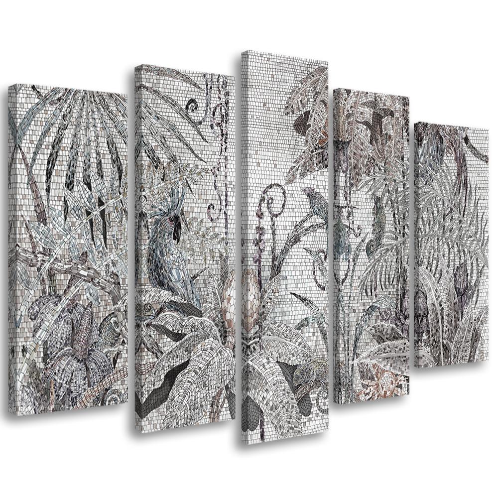 5 stykke lærredstryk Mosaikjungle