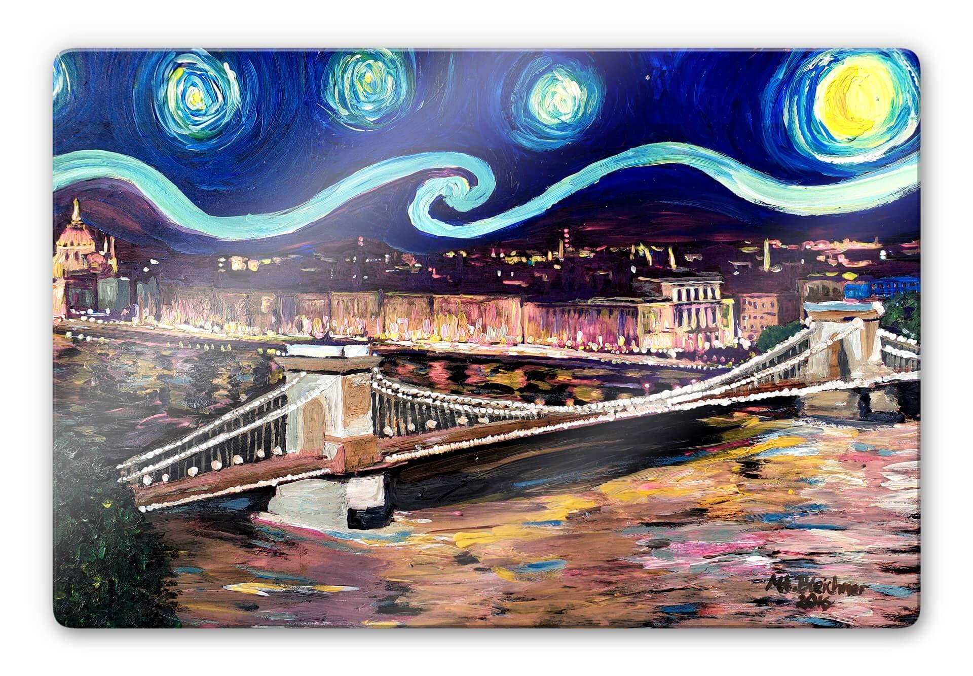 Glasbild Bleichner - Starry Night in Budapest