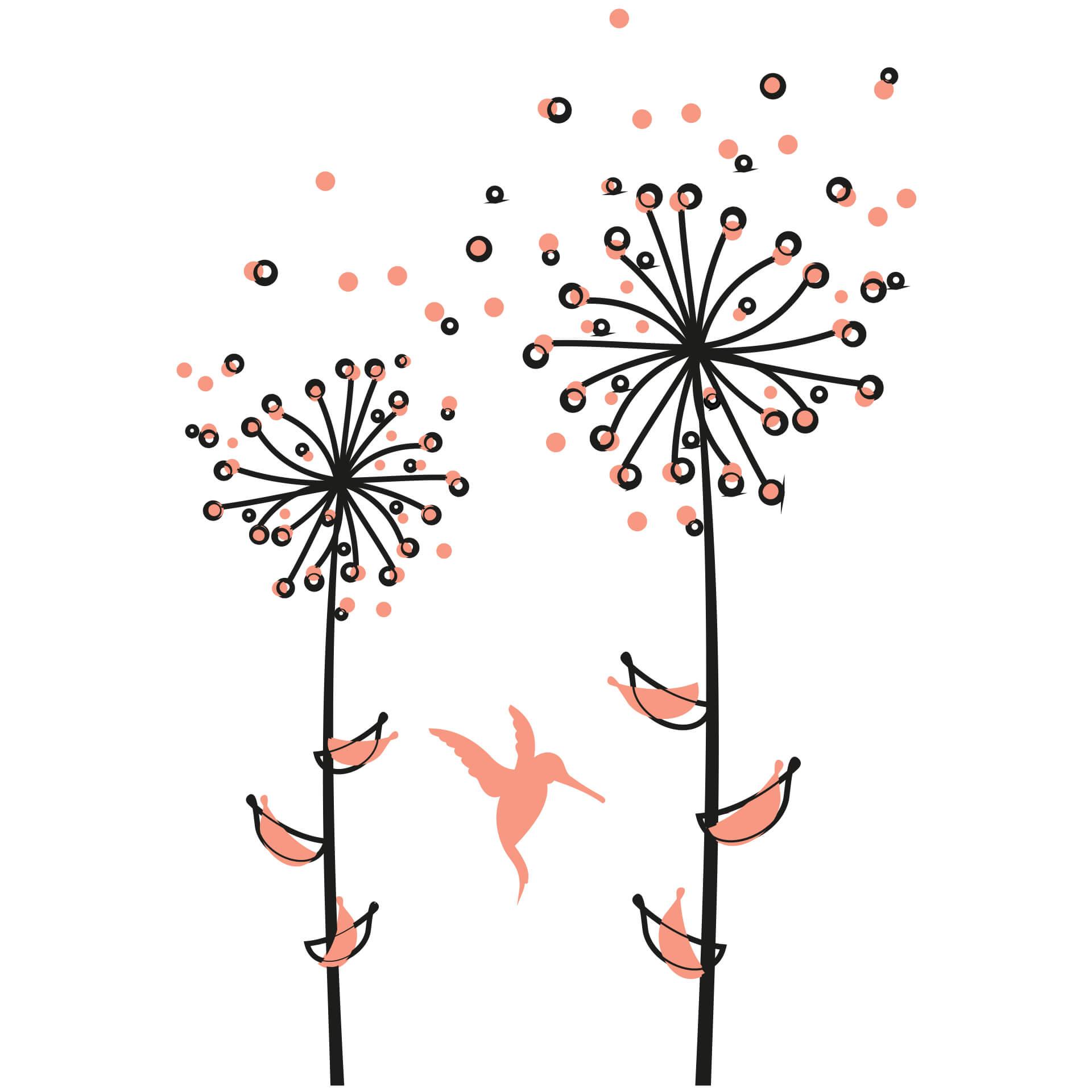 Muursticker Paardebloemen Peach