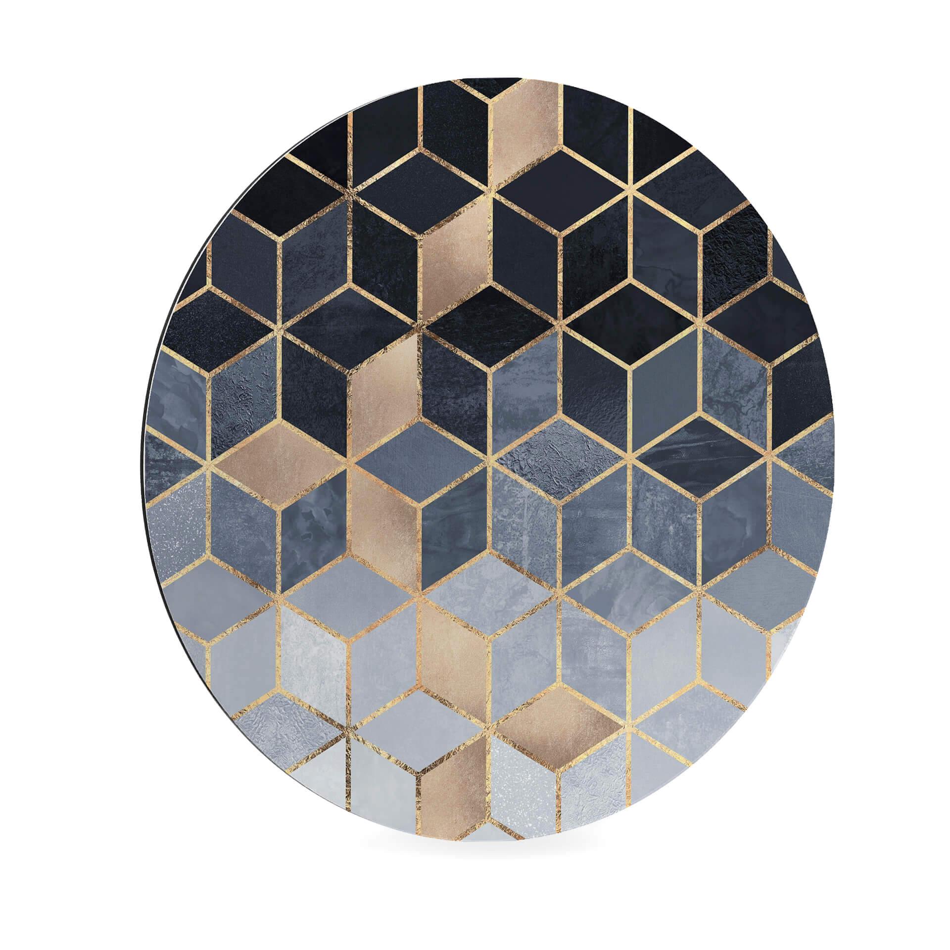 Alu-dibond tondo Fredriksson - Geometrie blu