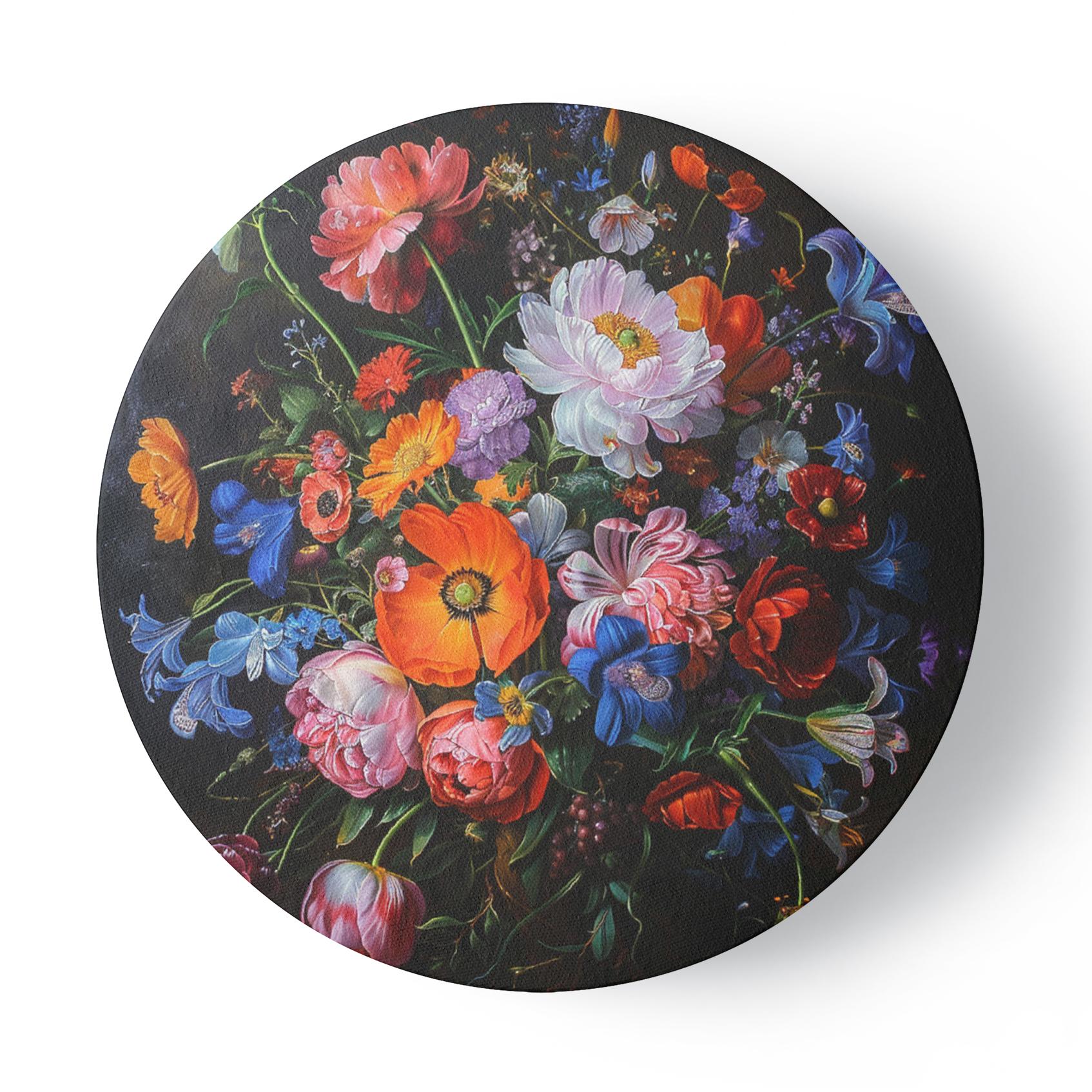 Rundes Leinwandbild Blumenstrauß aus Vintage-Blumen