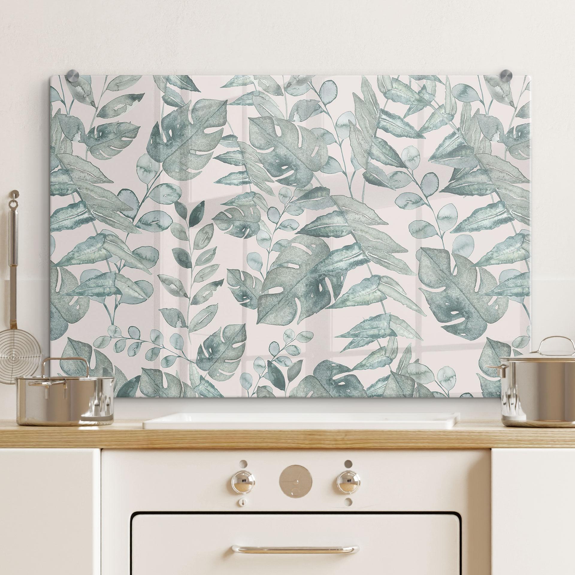 Stænkplade jungleblade akvarel creme - Bloomery Decor