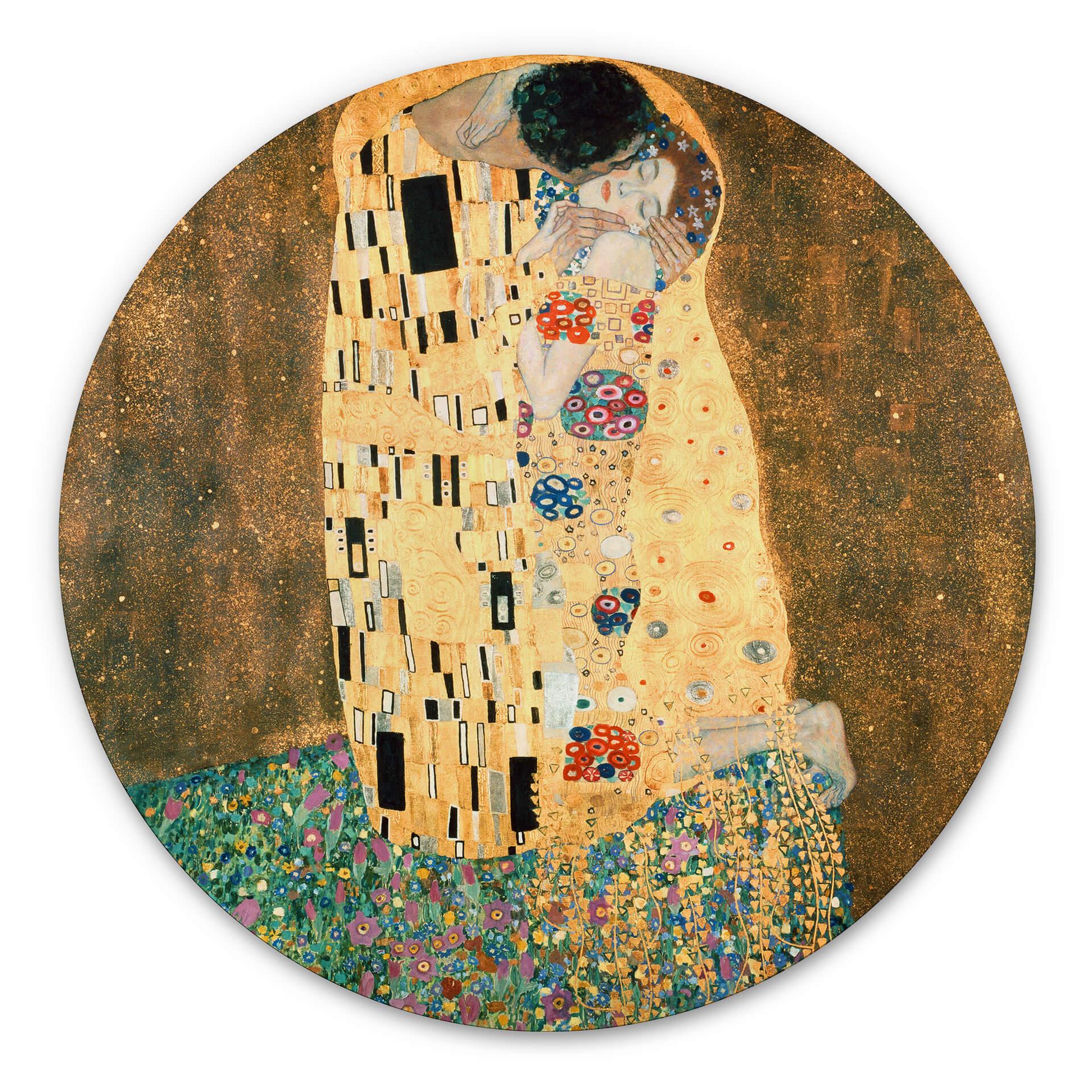 Tableau sur alu-Dibond rond Klimt - Le Baiser