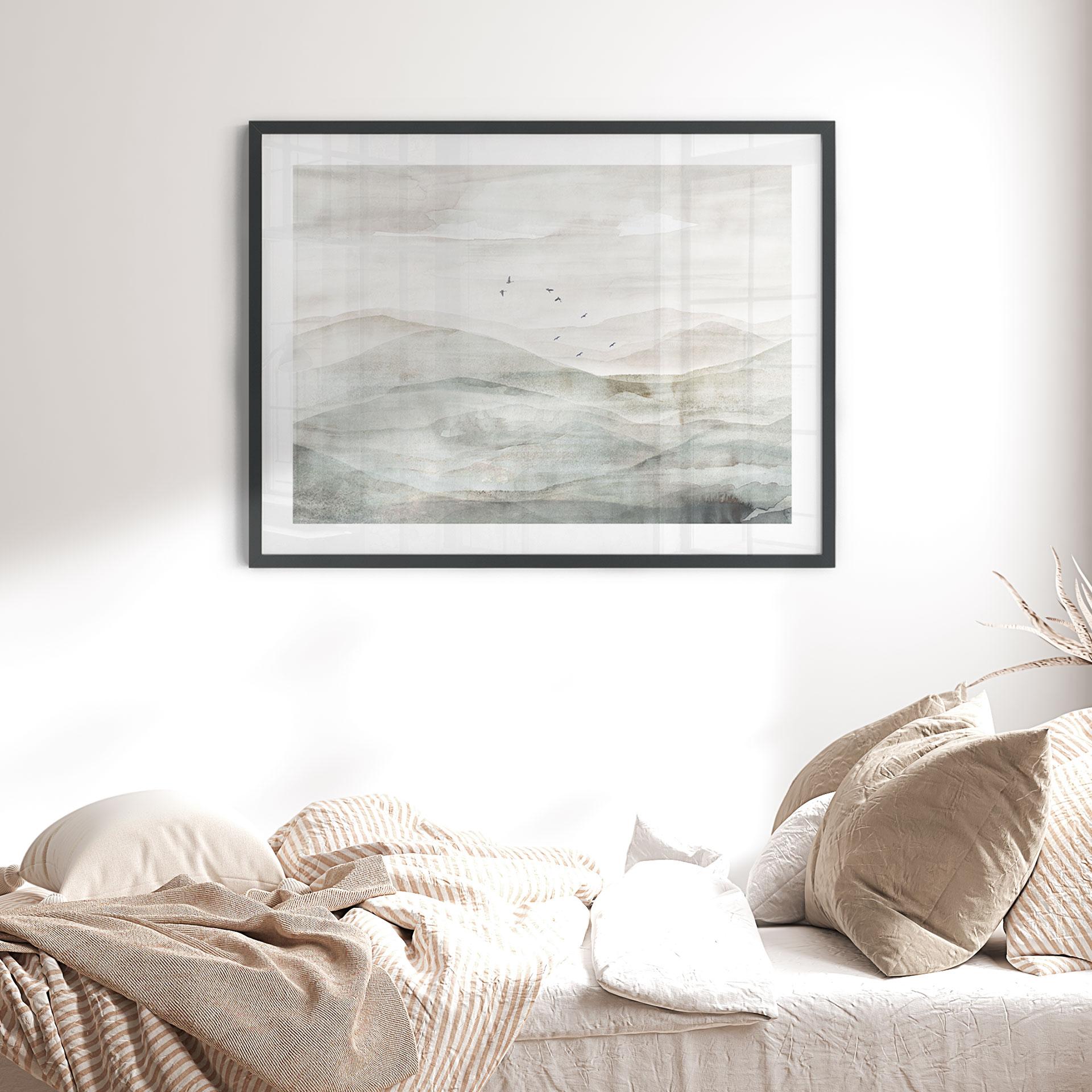Poster Neblige Berglandschaft Aquarell - Ms Tiff