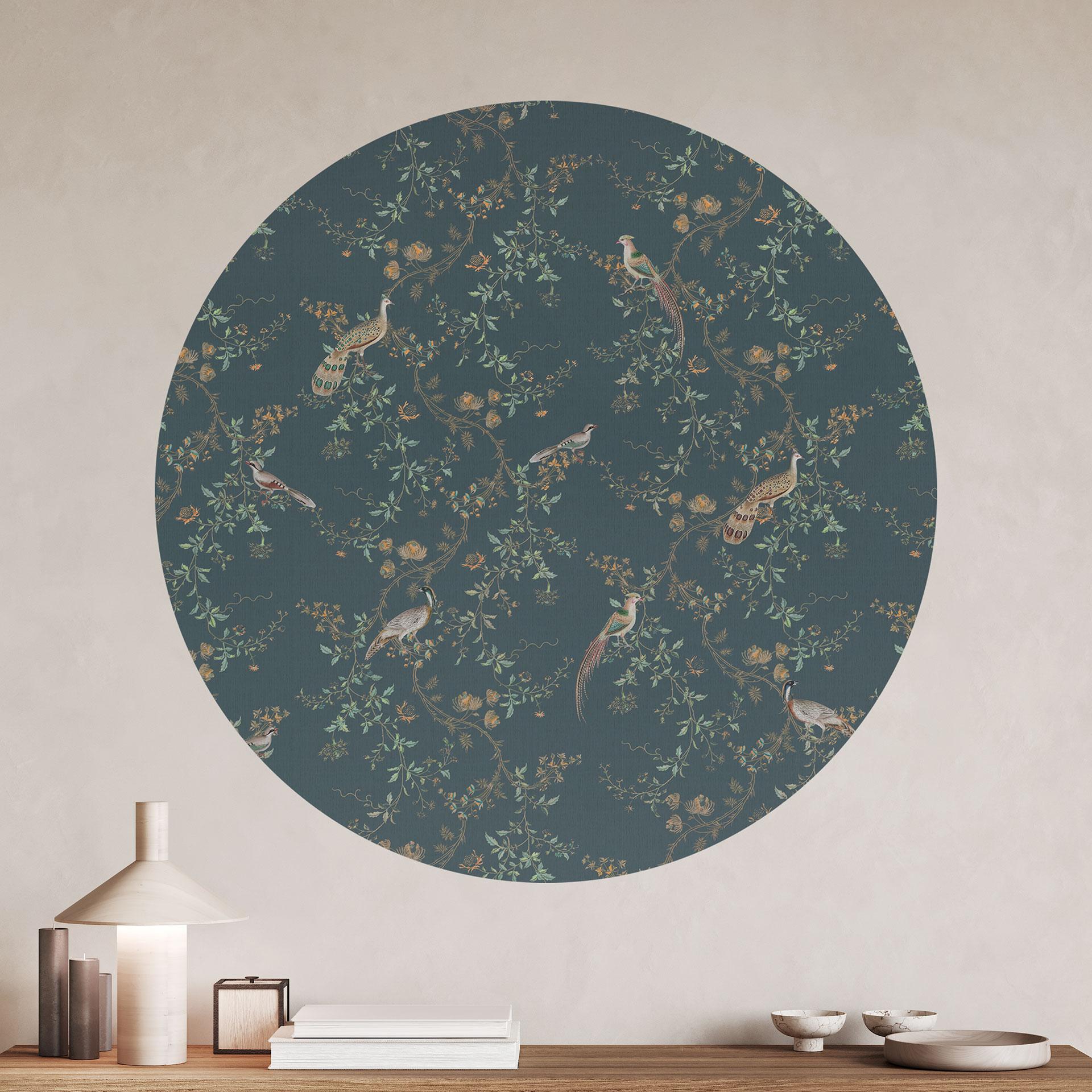 Eksotiske fugle i skoven Wallsticker - Bloomery Decor - Round