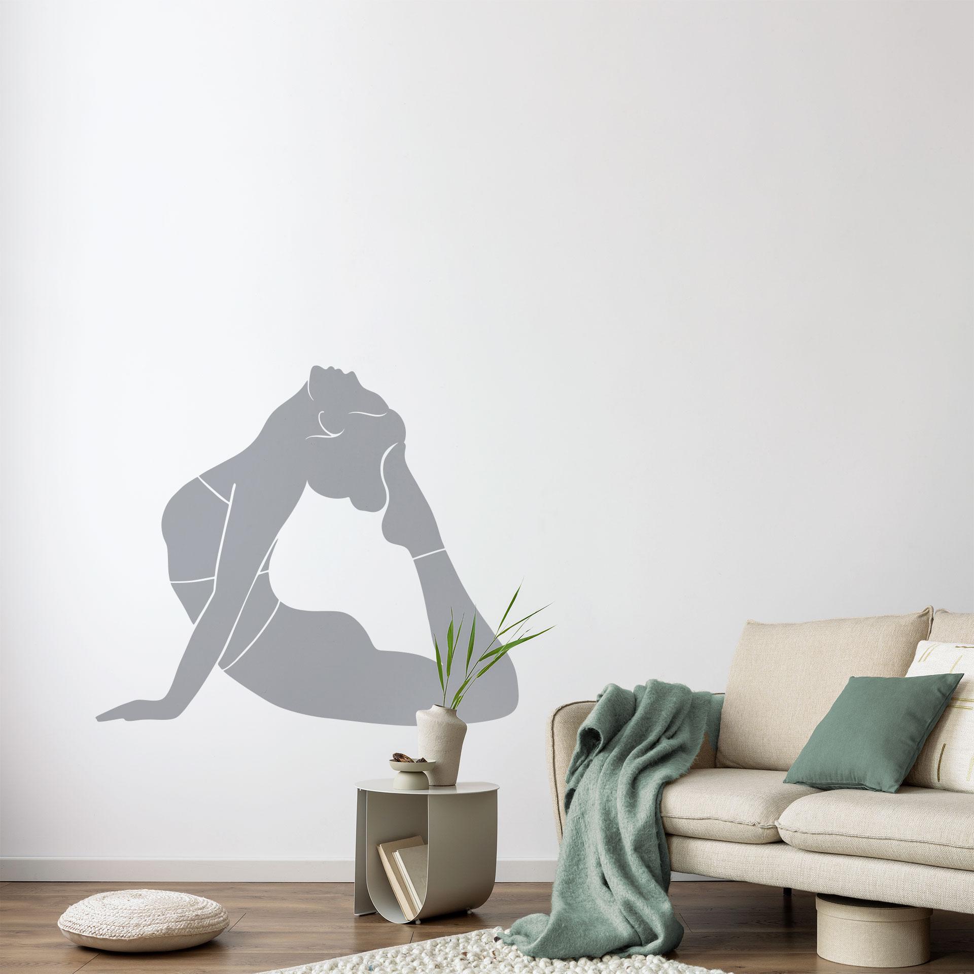 Adesivo murale yoga re cobra silhouette monocromatica